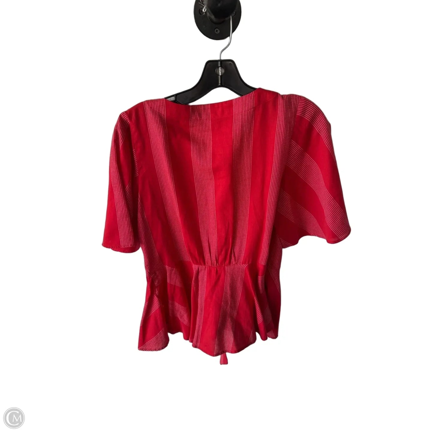 Top Short Sleeve By Loft In Red & White, Size: S