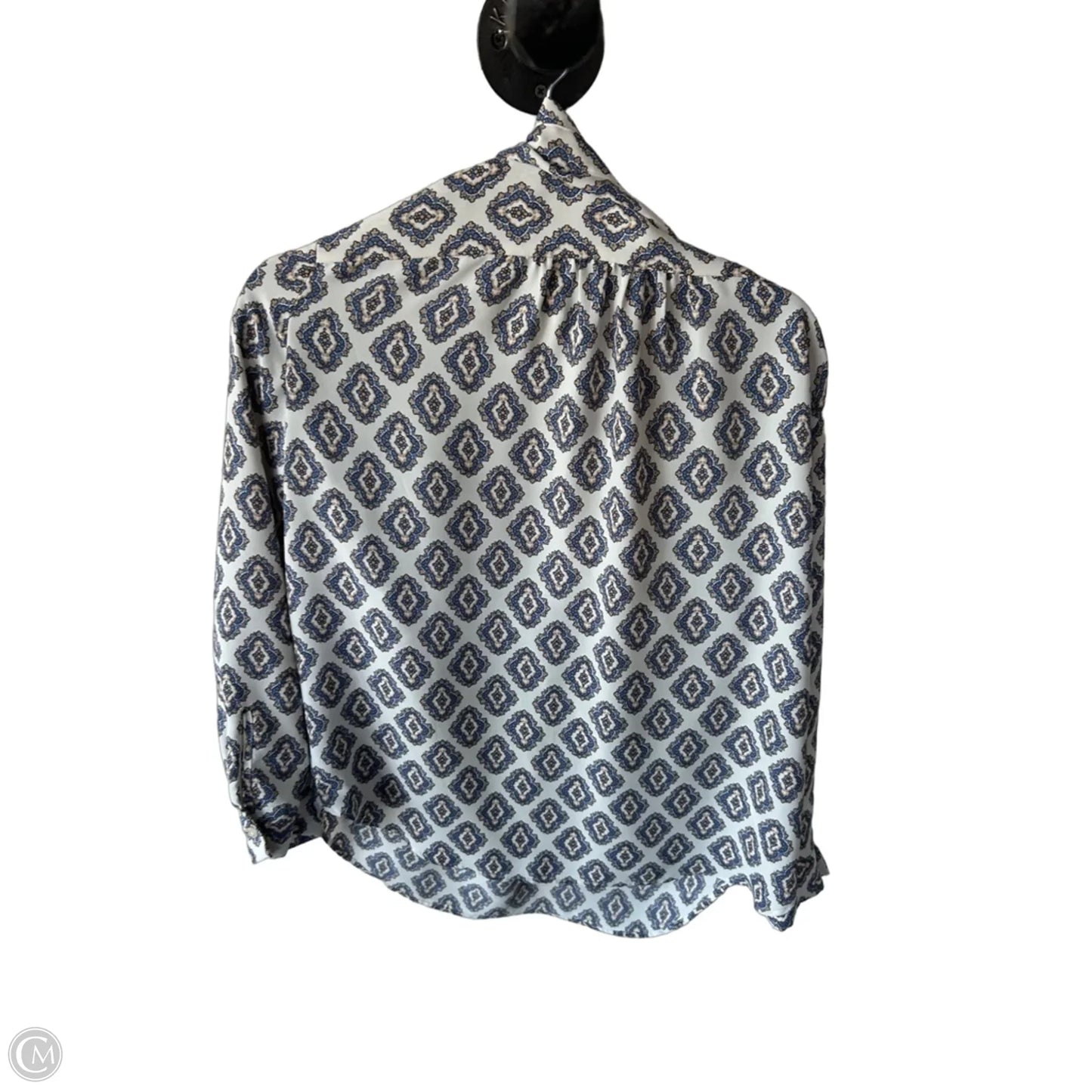 Top Long Sleeve By Ann Taylor In Blue & White, Size: M