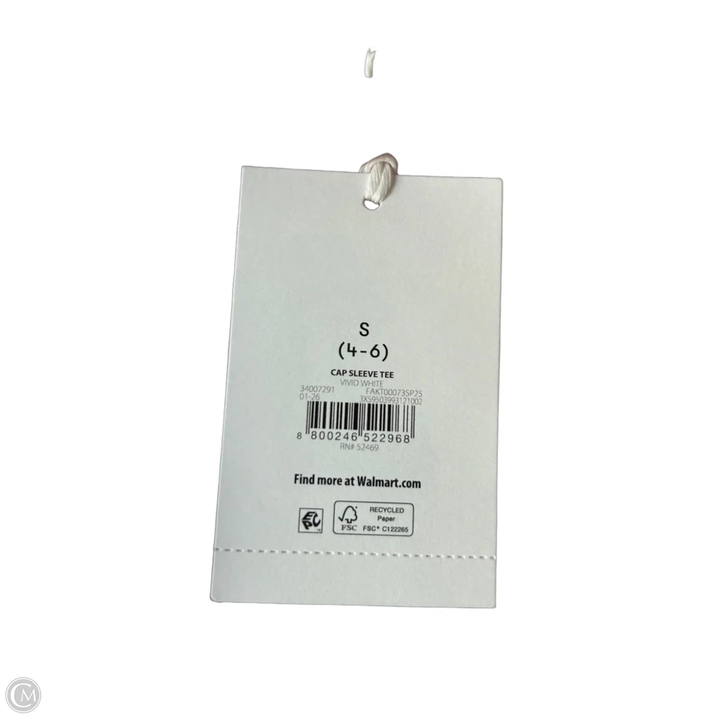 Top Short Sleeve Basic By Free Assembly In White, Size: S