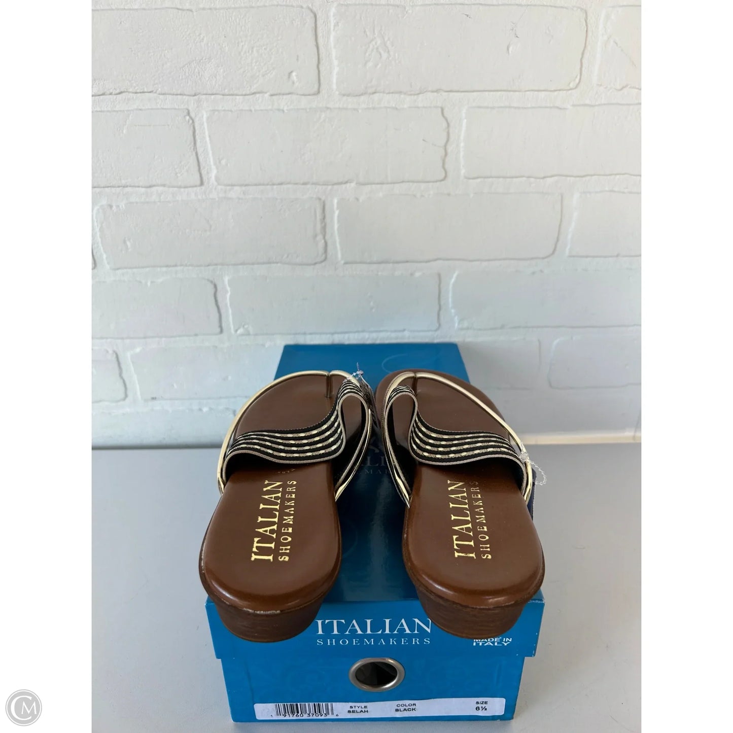 Sandals Flats By Italian Shoemakers In Brown & Gold, Size: 6.5