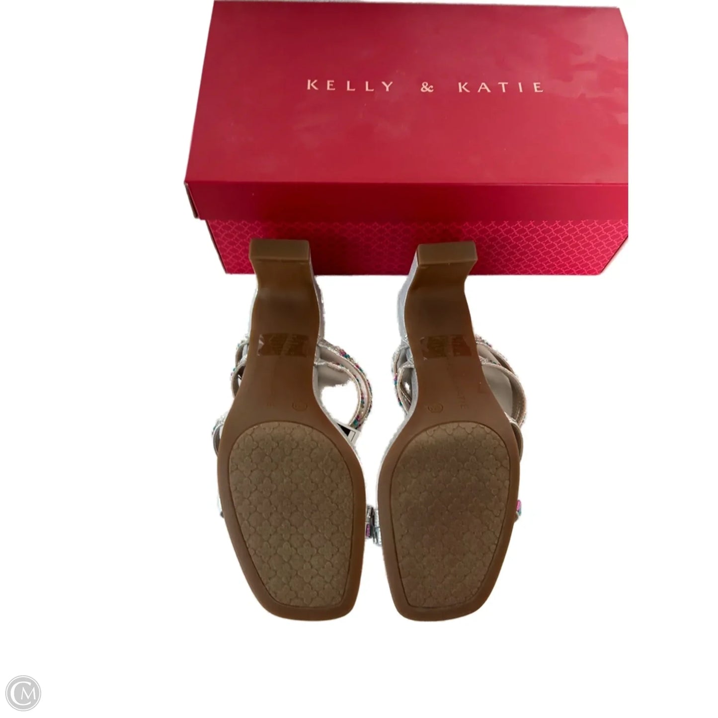 Sandals Heels Block By Kelly And Katie In Silver, Size: 8