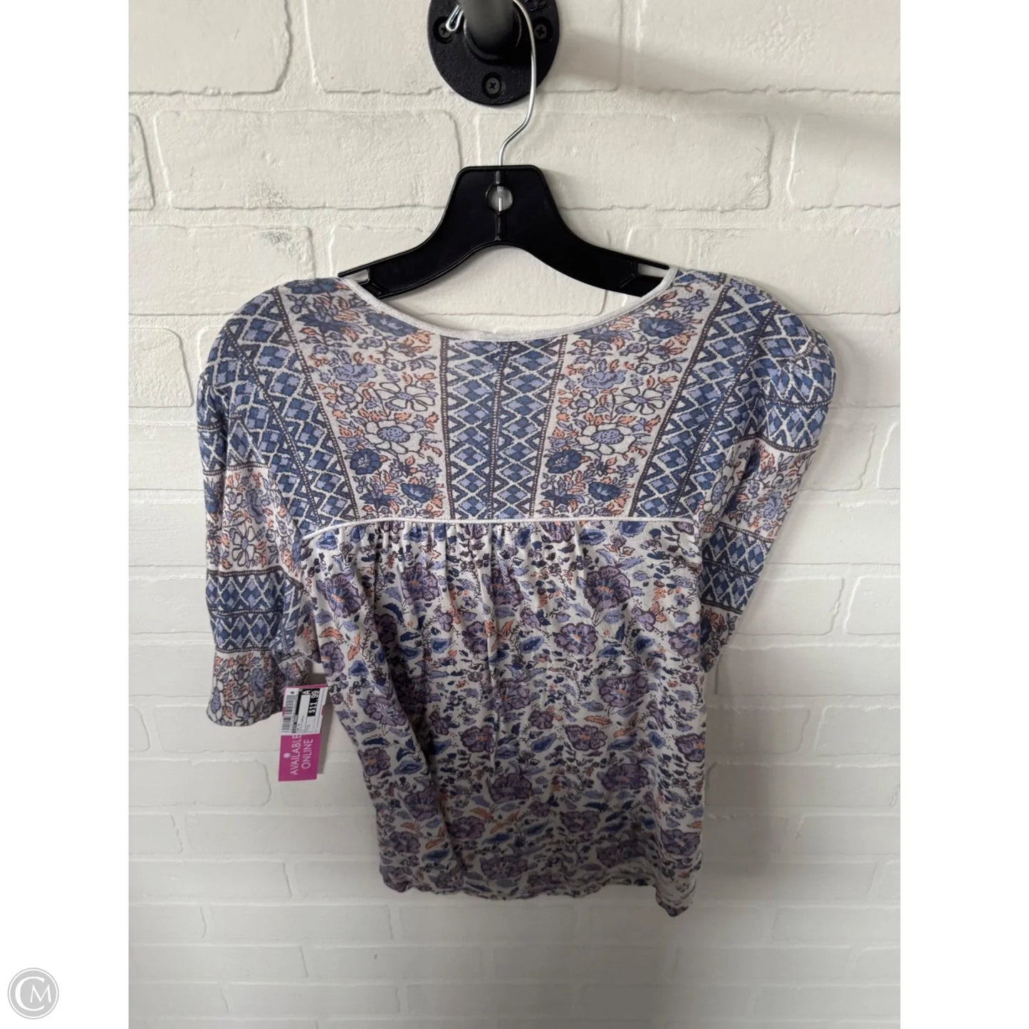 Top Short Sleeve By Lucky Brand In Blue & Purple, Size: S