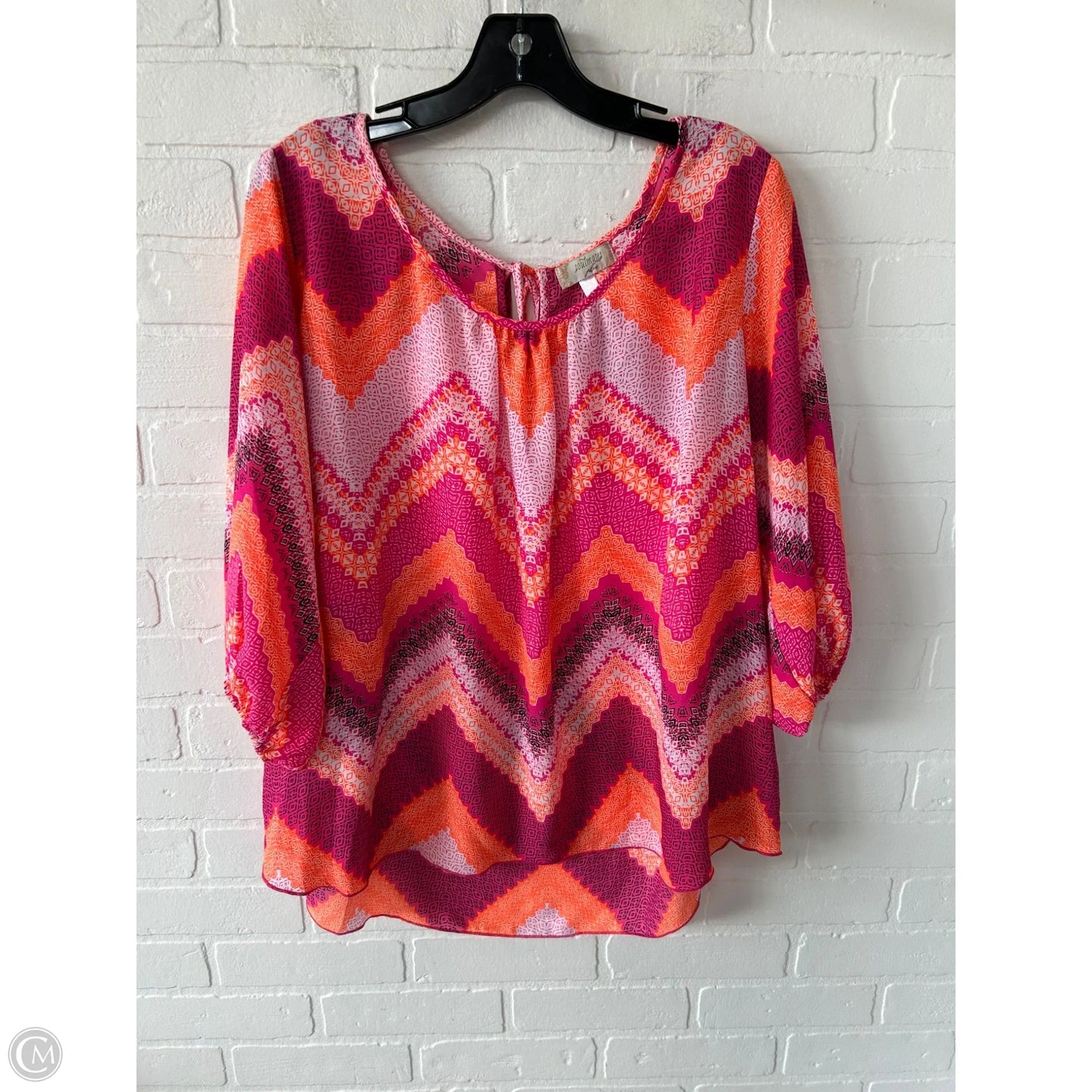Top Long Sleeve By Clothes Mentor In Orange & Pink, Size: 1x