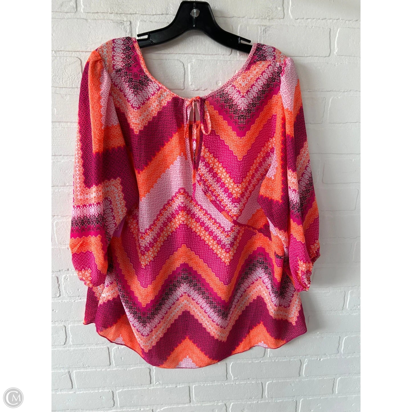Top Long Sleeve By Clothes Mentor In Orange & Pink, Size: 1x