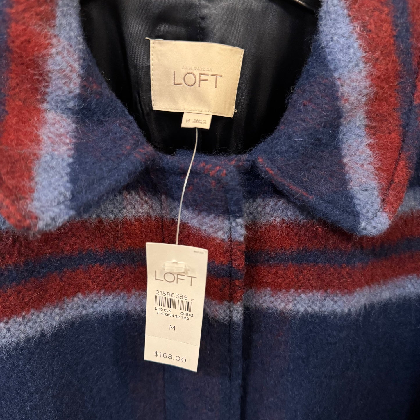 Coat Peacoat By Loft In Blue & Red, Size: M