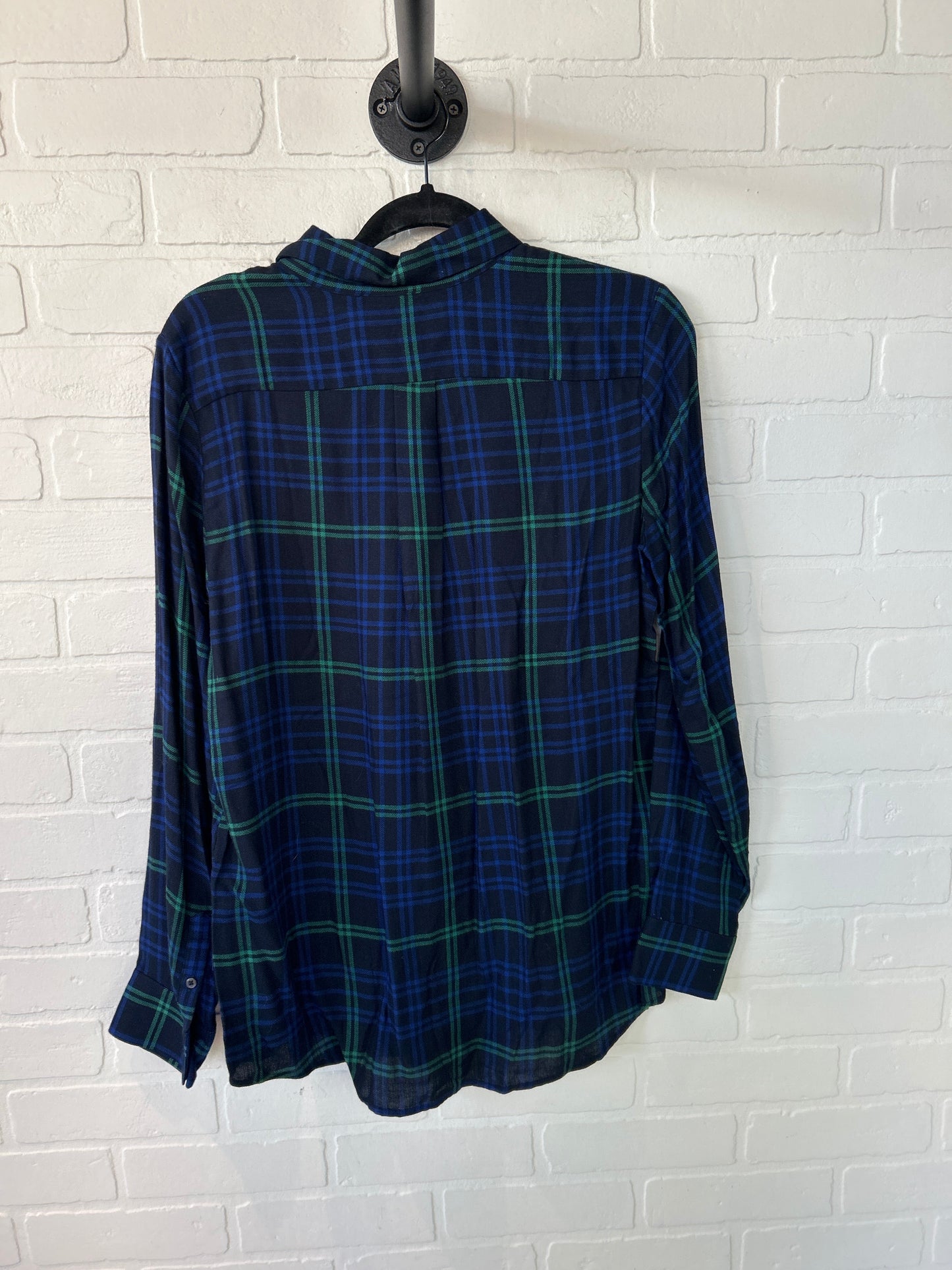 Top Long Sleeve By Banana Republic In Blue & Green, Size: M