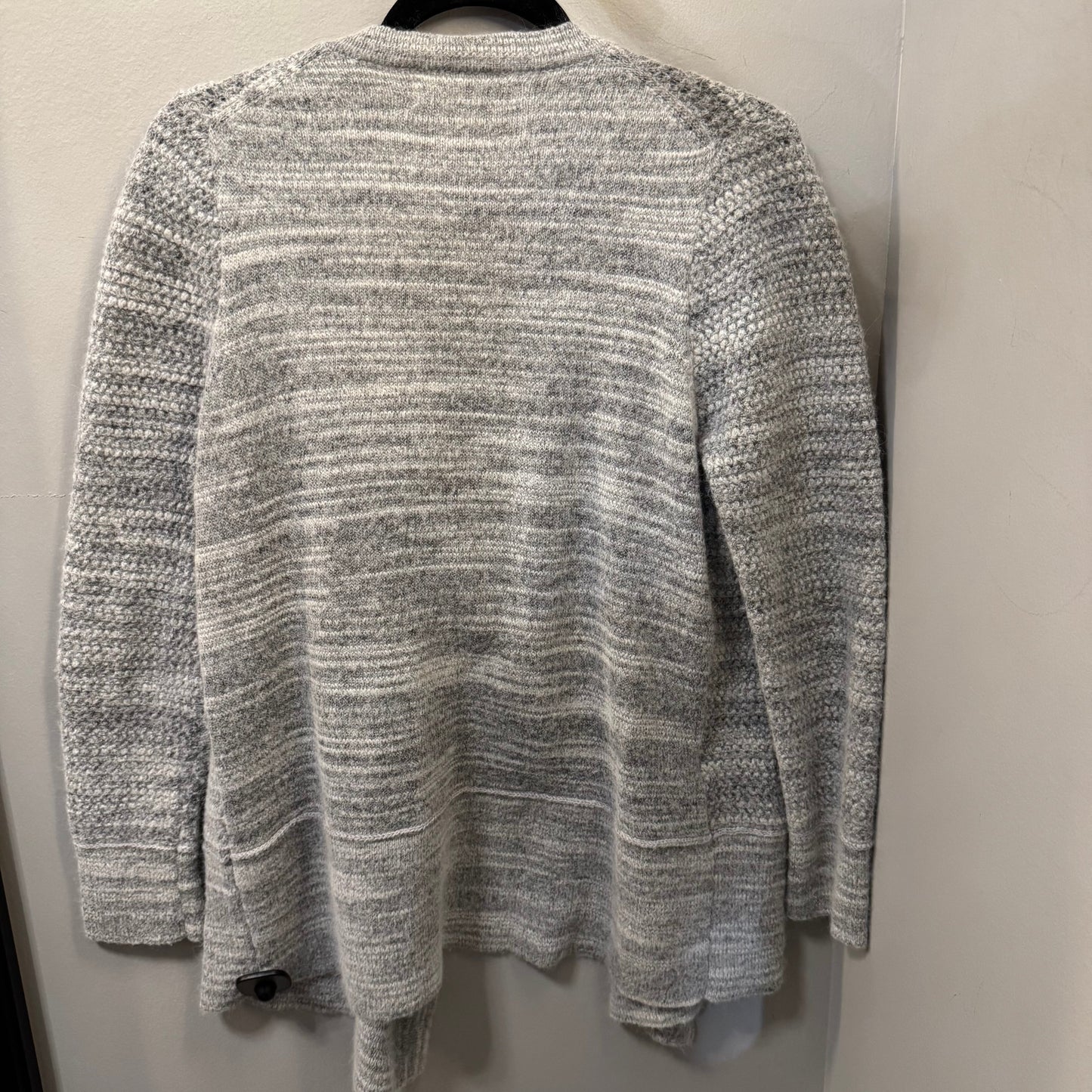 Sweater Cardigan By Loft In Grey & White, Size: L