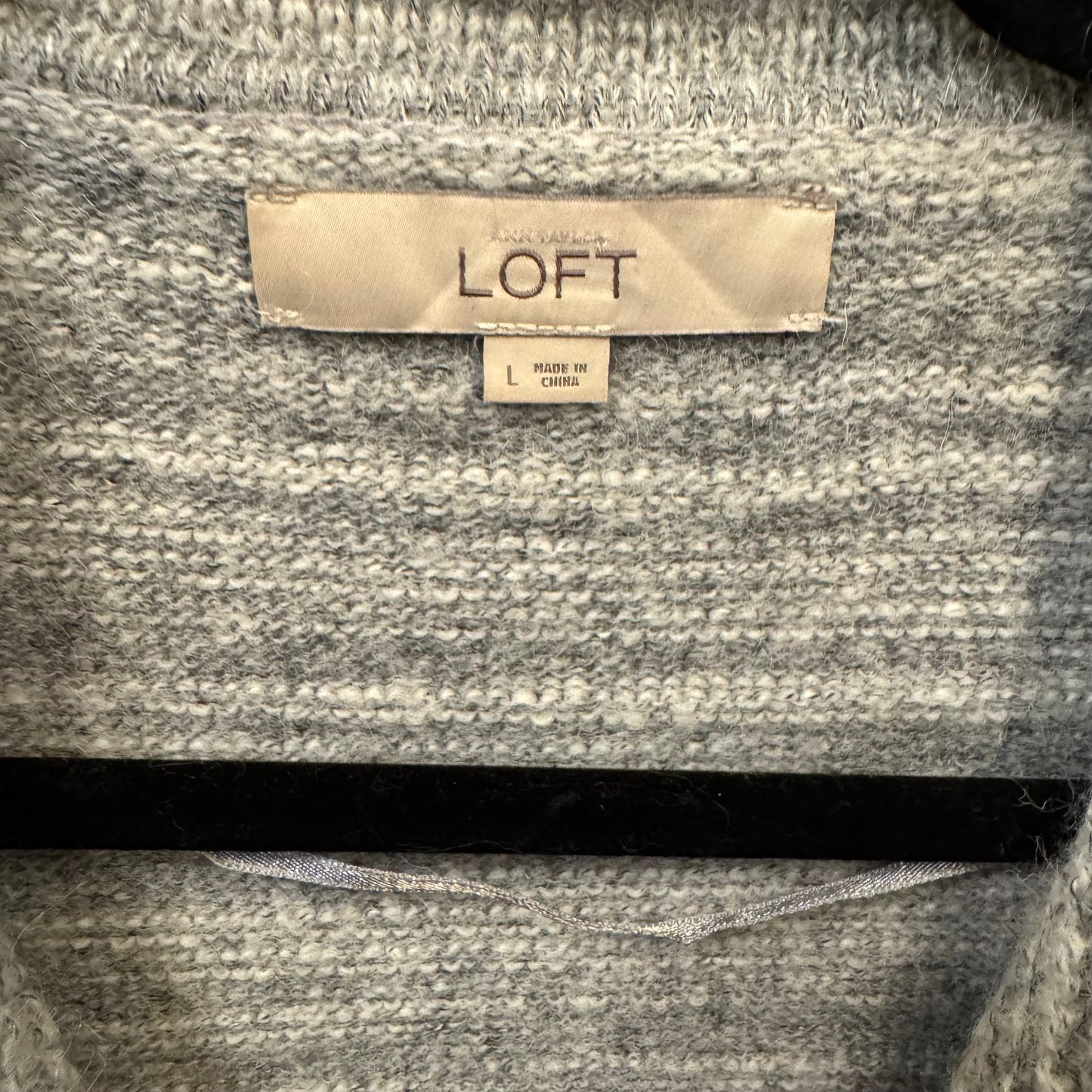 Sweater Cardigan By Loft In Grey & White, Size: L