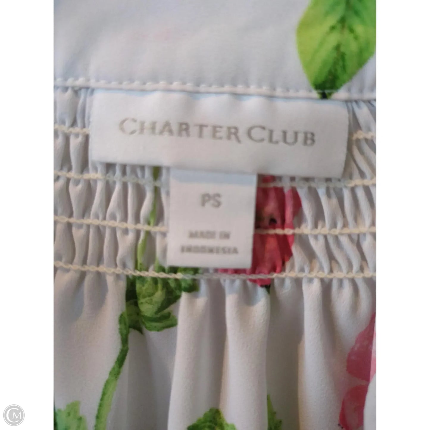 Top Long Sleeve By Charter Club In Green & White, Size: S