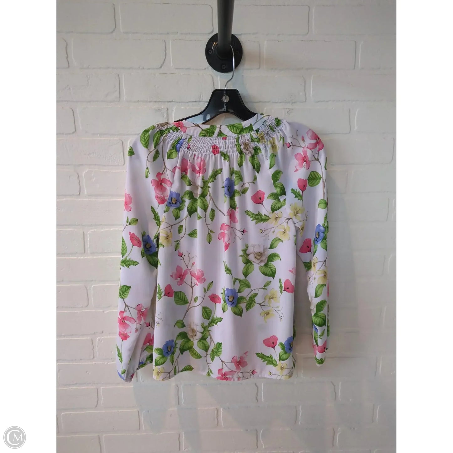 Top Long Sleeve By Charter Club In Green & White, Size: S
