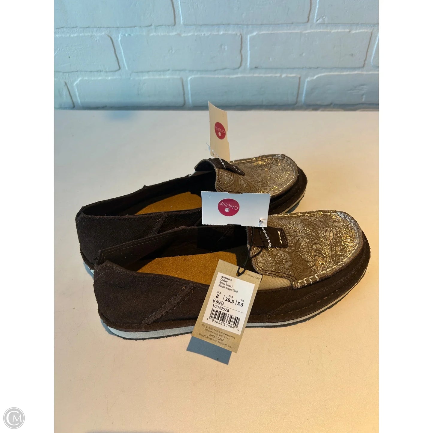 Shoes Flats By Ariat In Brown & Gold, Size: 8