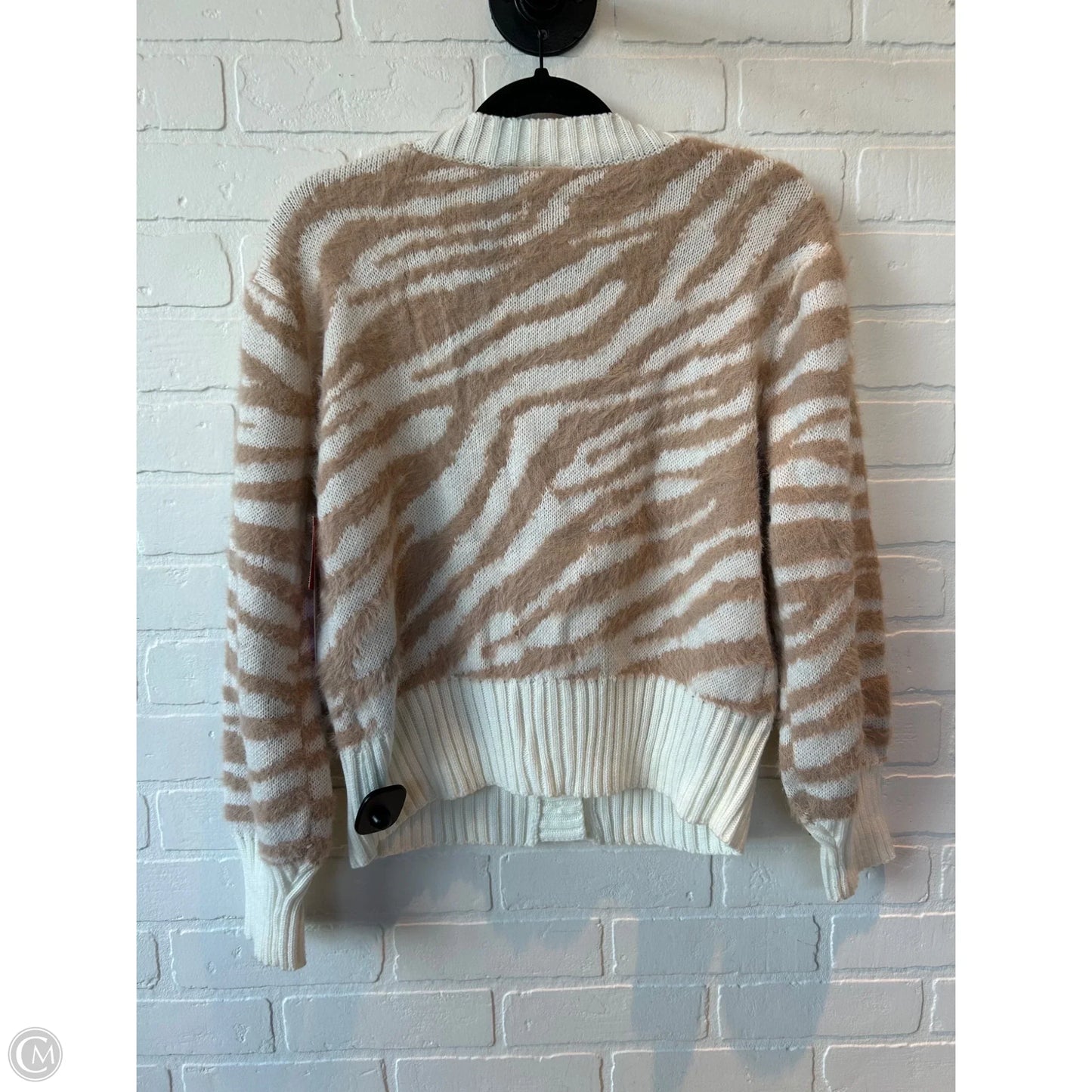 Sweater Cardigan By sadie & sage In Tan & White, Size: S