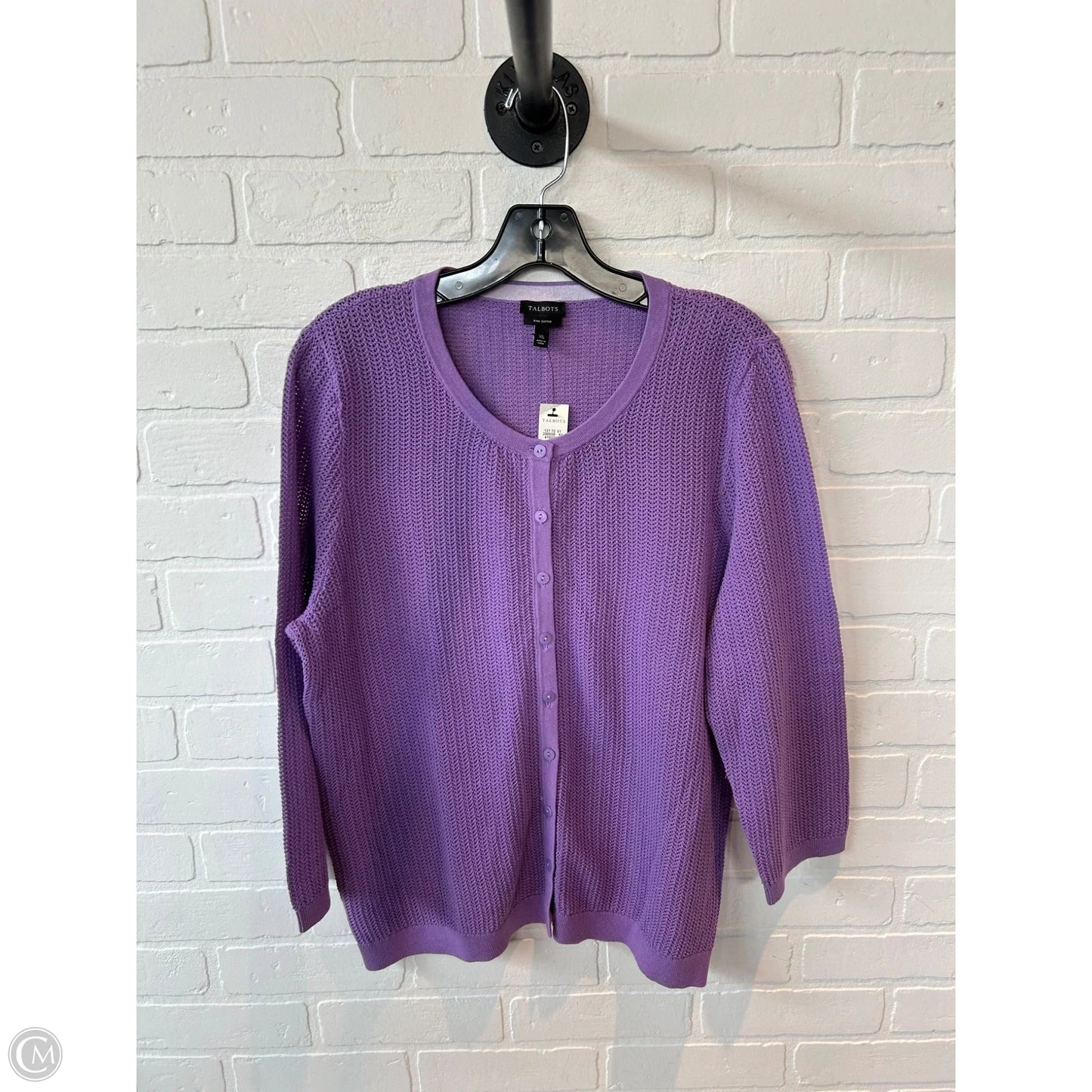 Sweater Cardigan By Talbots In Purple, Size: Xl