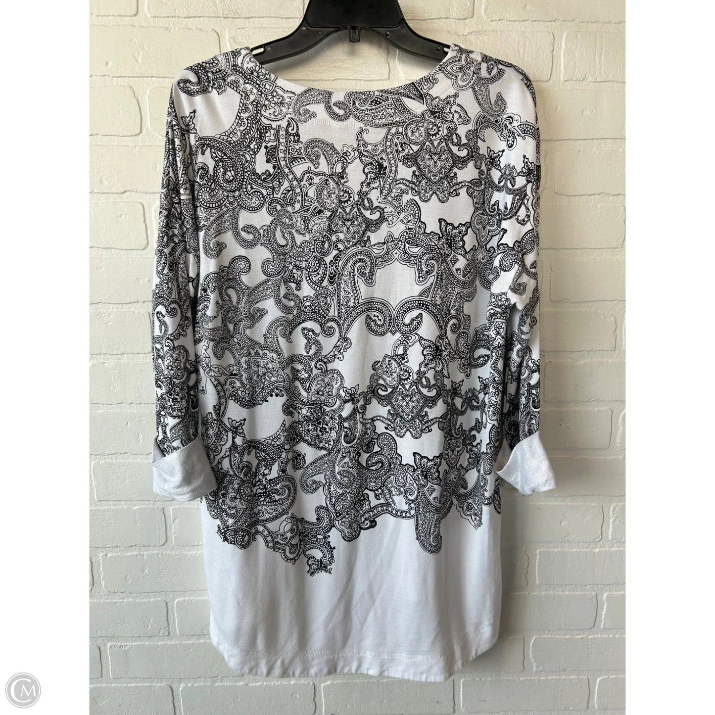 Top 3/4 Sleeve By Chicos In Black & White, Size: M