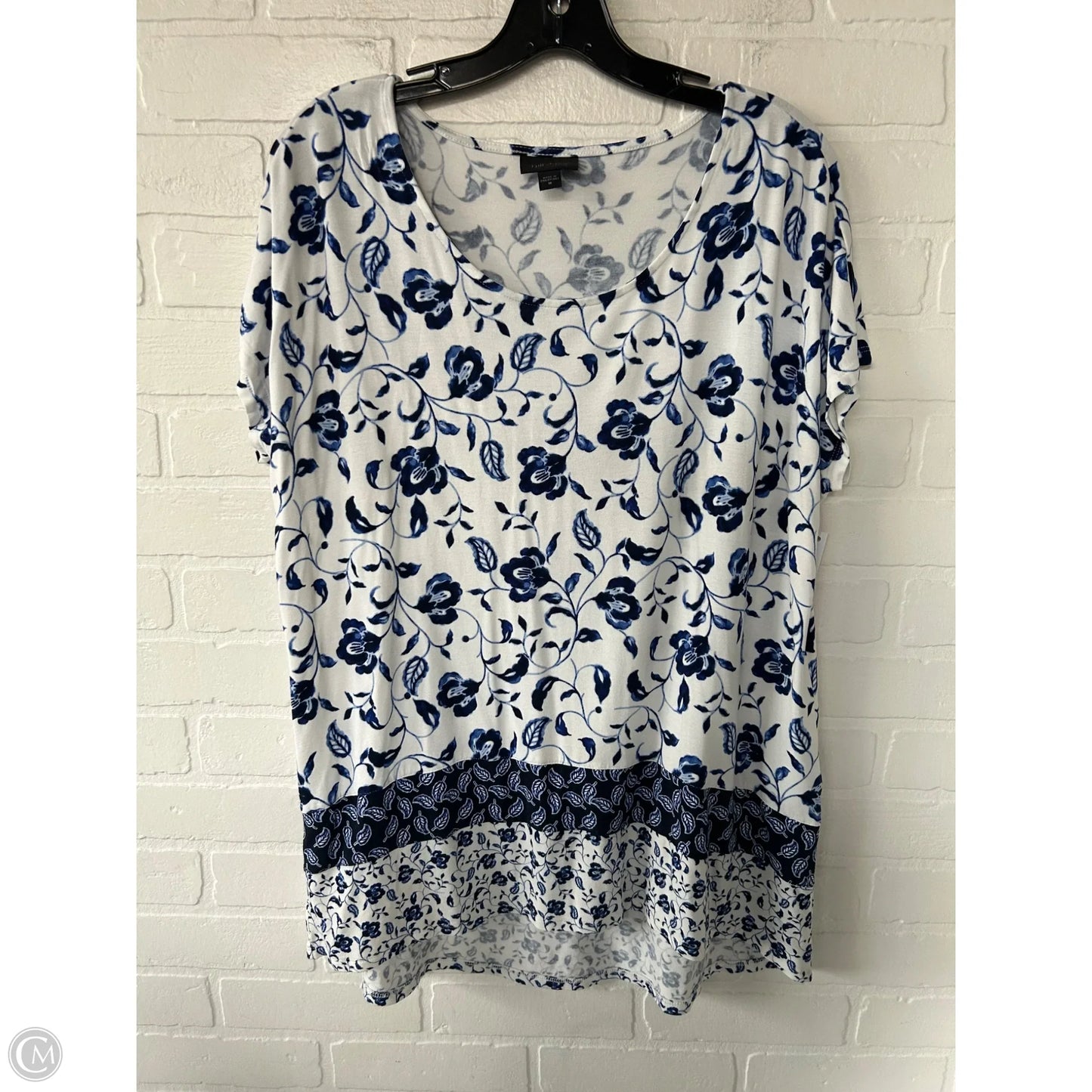 Top Short Sleeve By J. Jill In Blue & White, Size: M