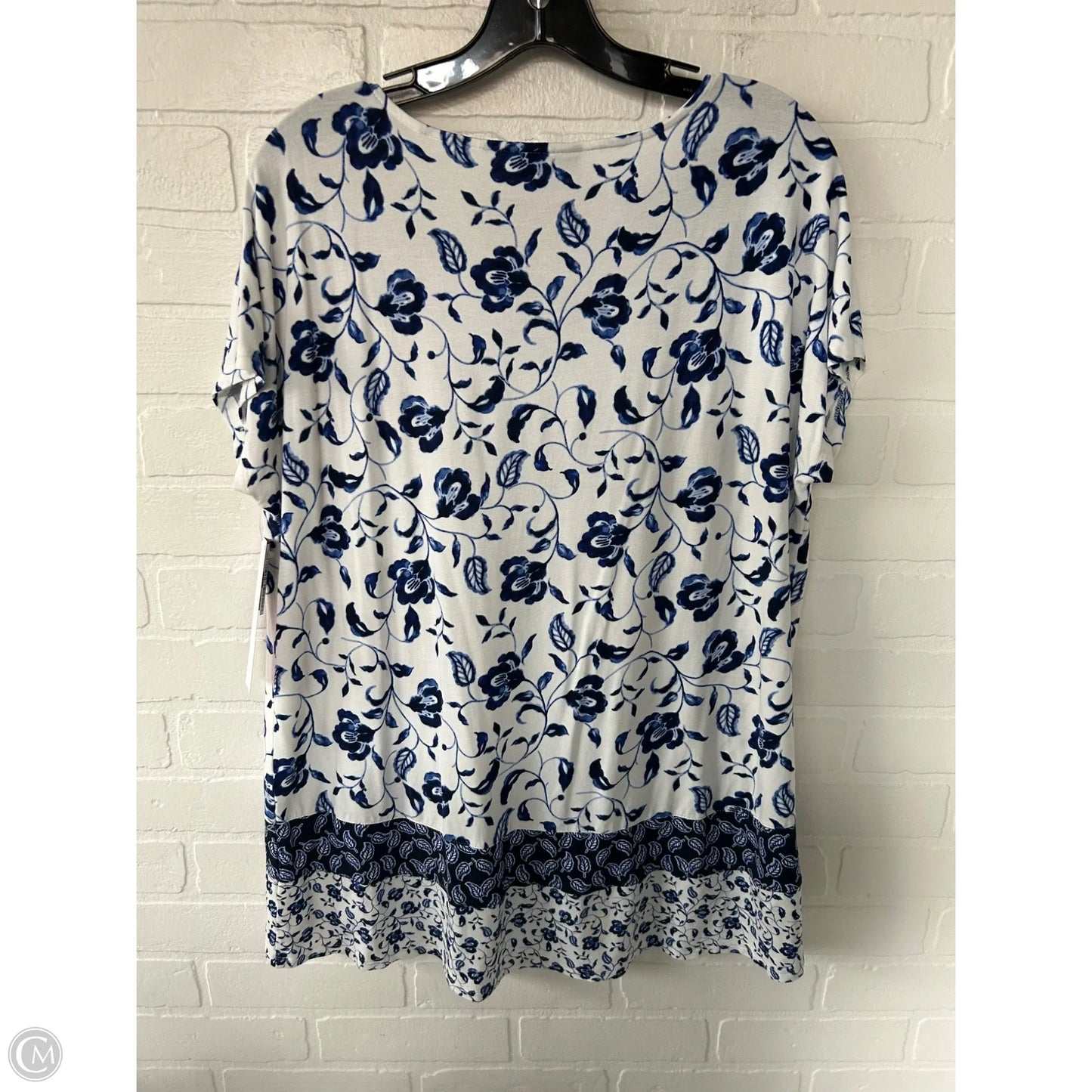 Top Short Sleeve By J. Jill In Blue & White, Size: M