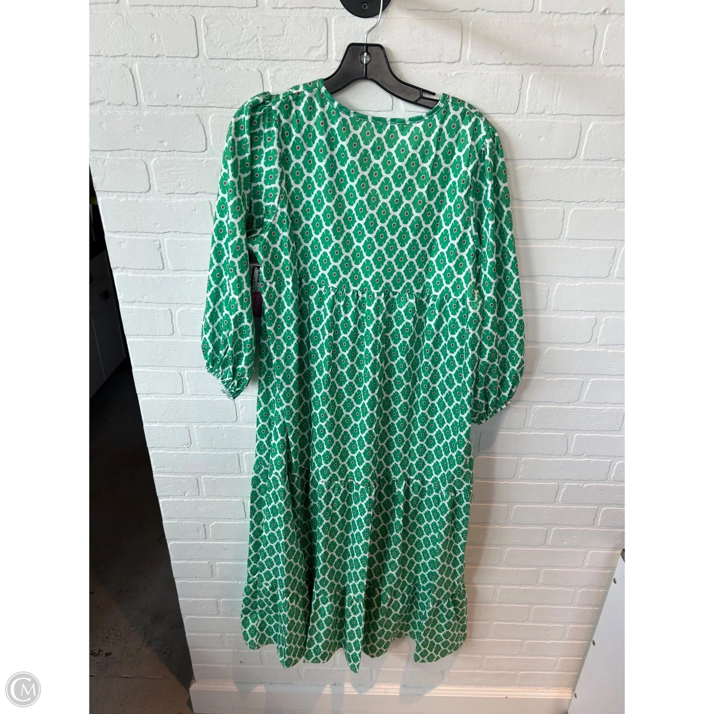 Dress Casual Maxi By Cme In Green & White, Size: S