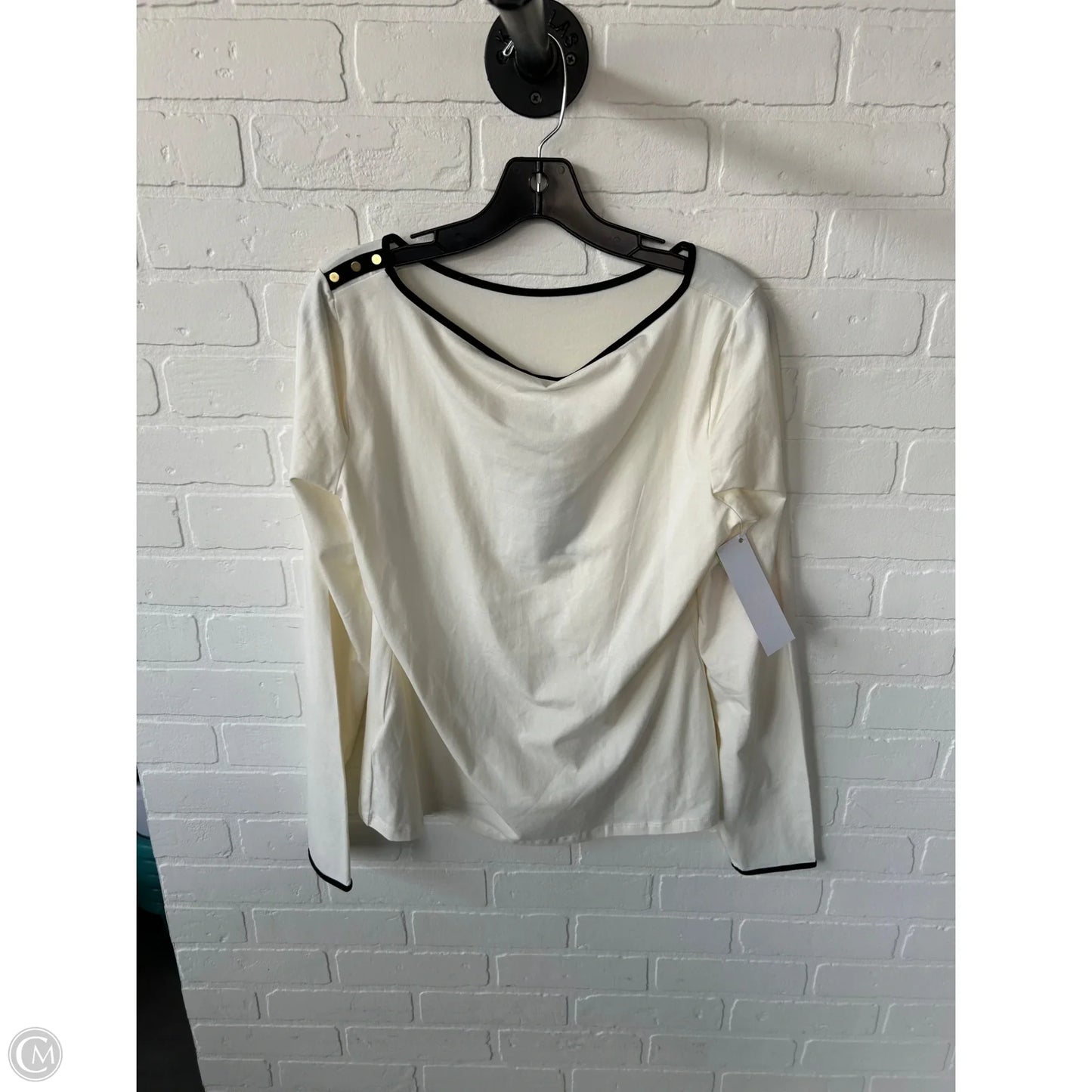 Top Long Sleeve Basic By H&m In Black & Cream, Size: L