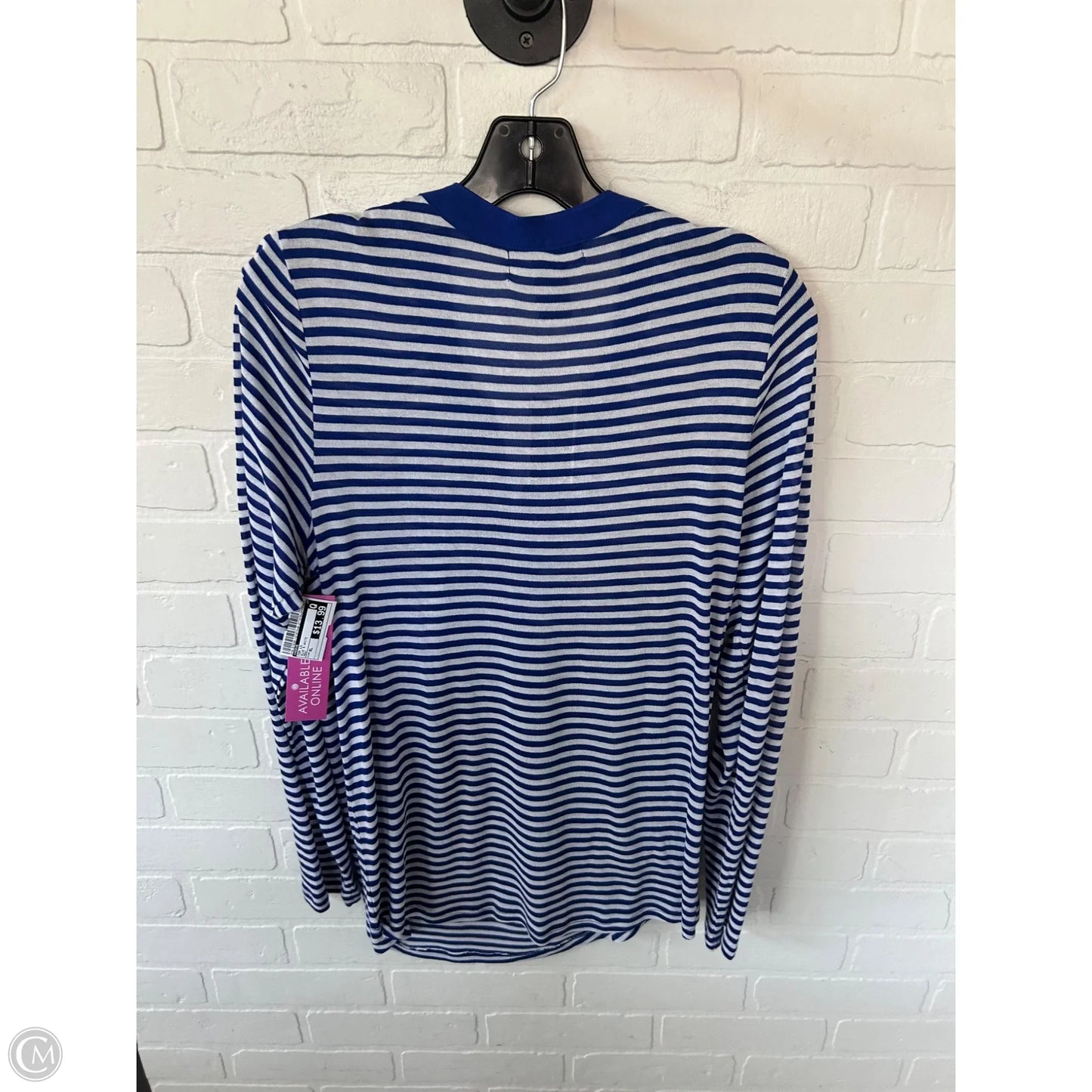 Top Long Sleeve By Verve In Blue & White, Size: Xl