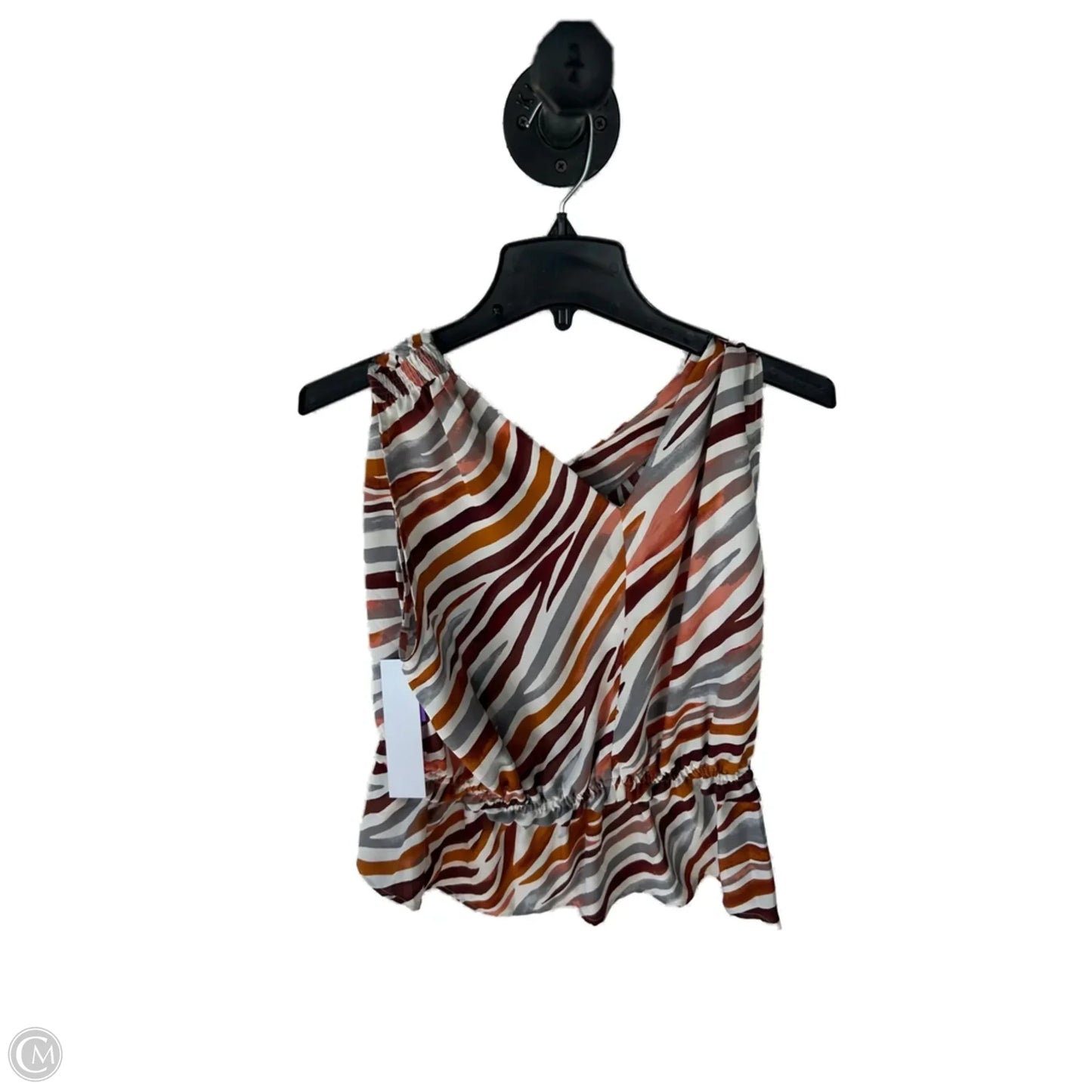 Top Sleeveless By Ann Taylor In Orange & White, Size: S
