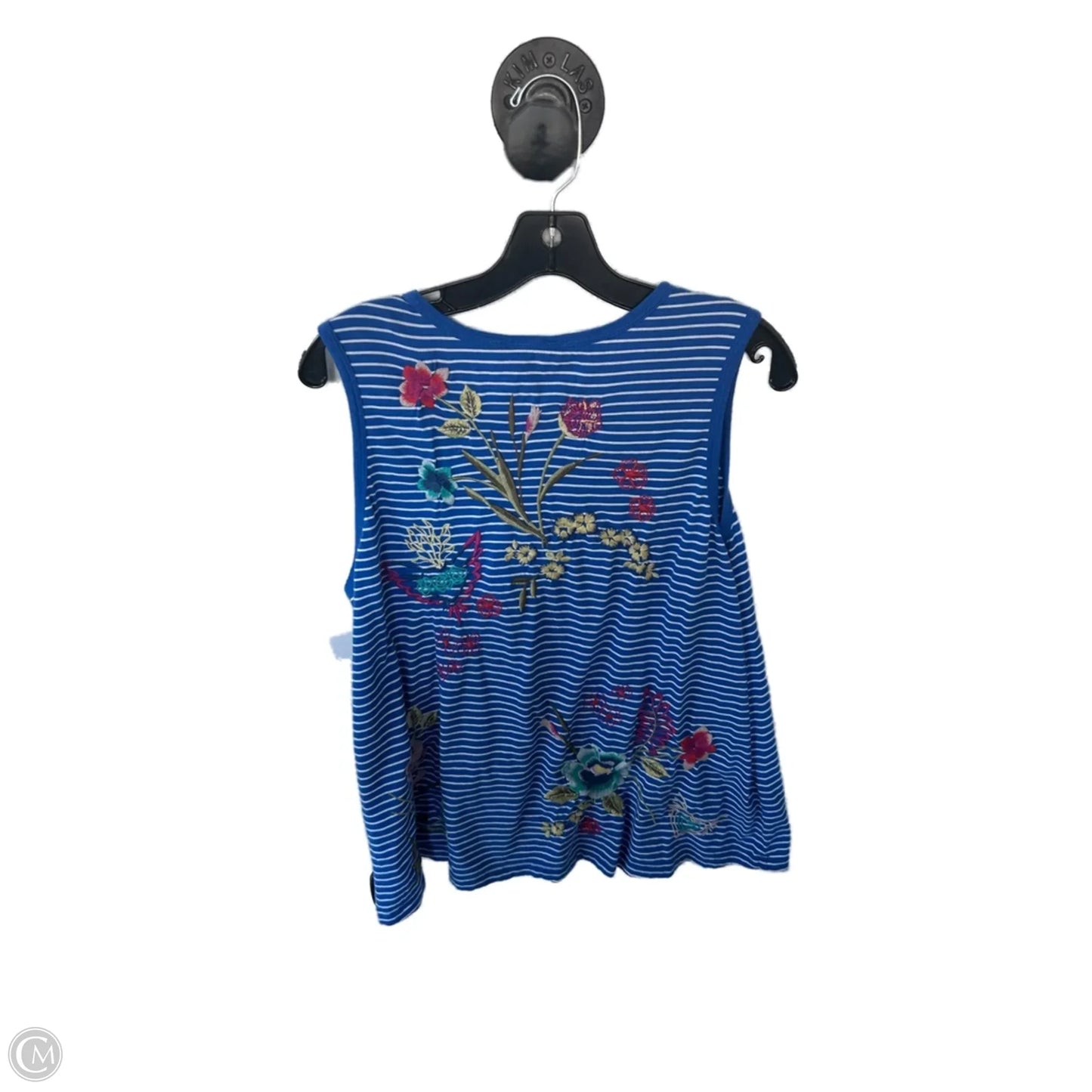 Top Sleeveless By Johnny Was In Blue & White, Size: L