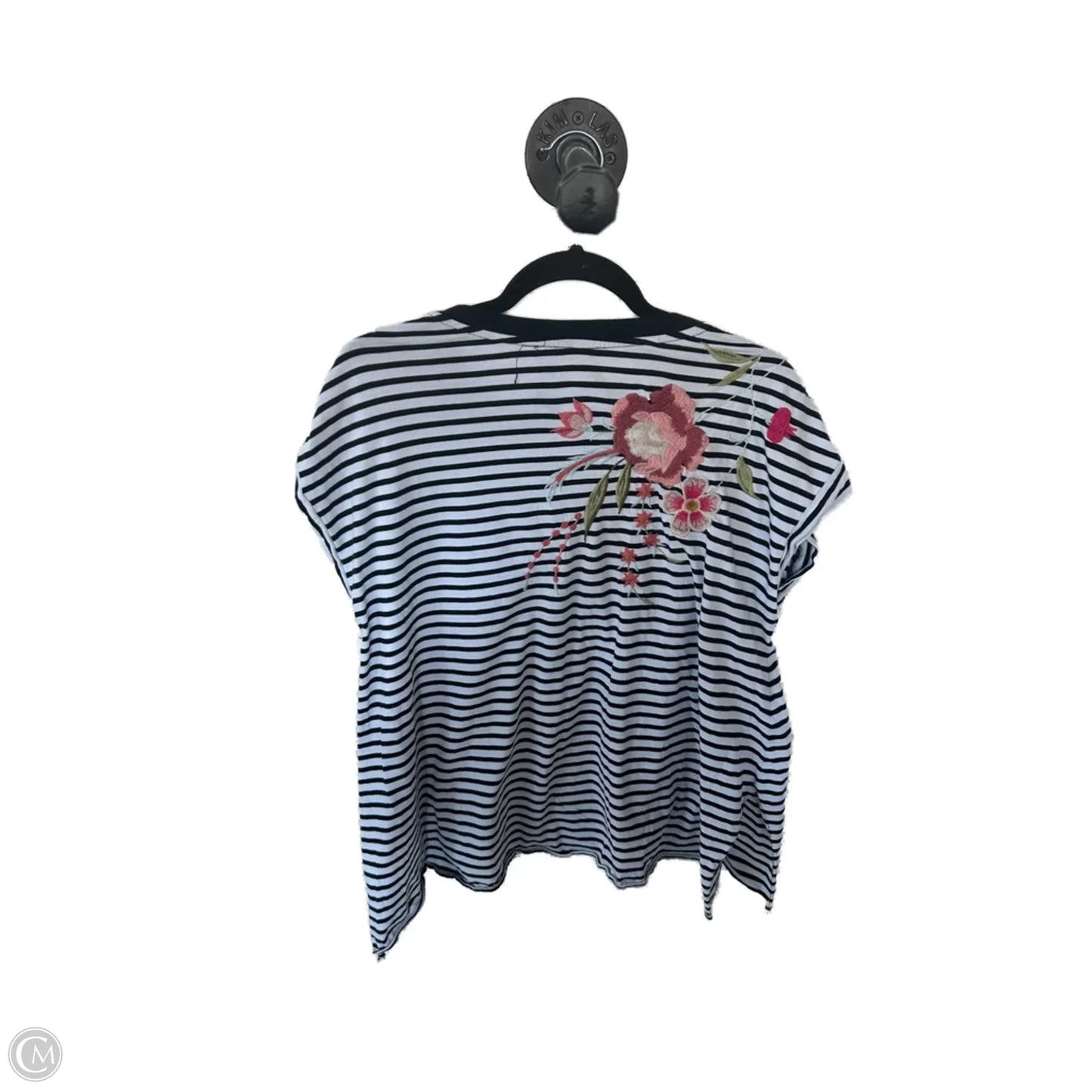 Top Short Sleeve By Johnny Was In Black & White, Size: M