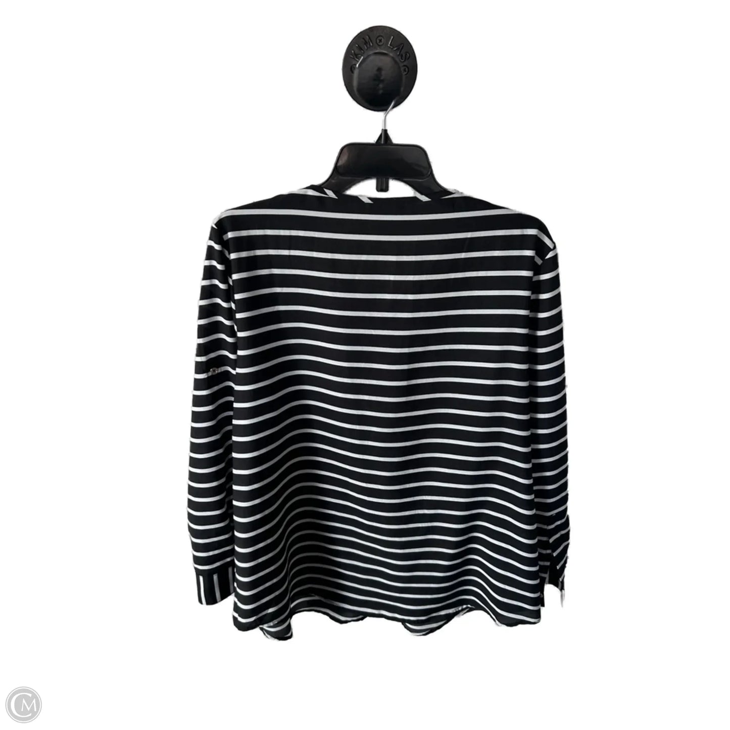 Top Long Sleeve By Calvin Klein In Black & White, Size: Xl