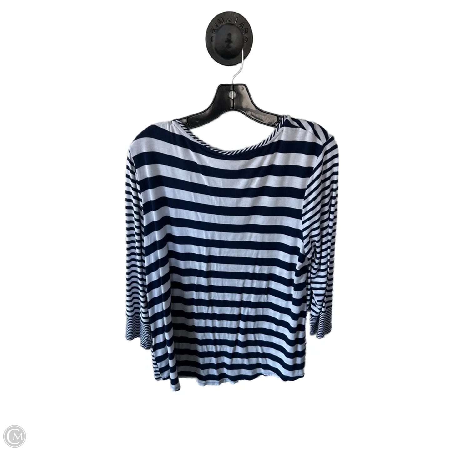 Top Long Sleeve By Chicos In Blue & White, Size: L