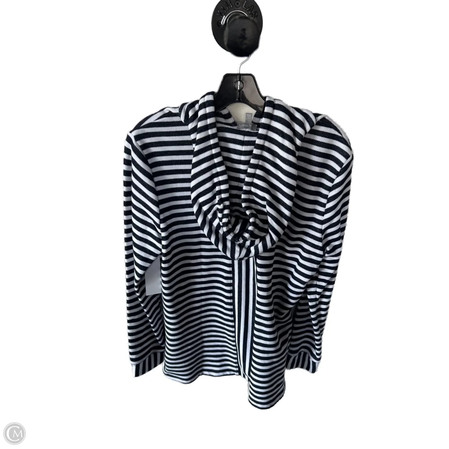 Sweatshirt Hoodie By Talbots In Blue & White, Size: L