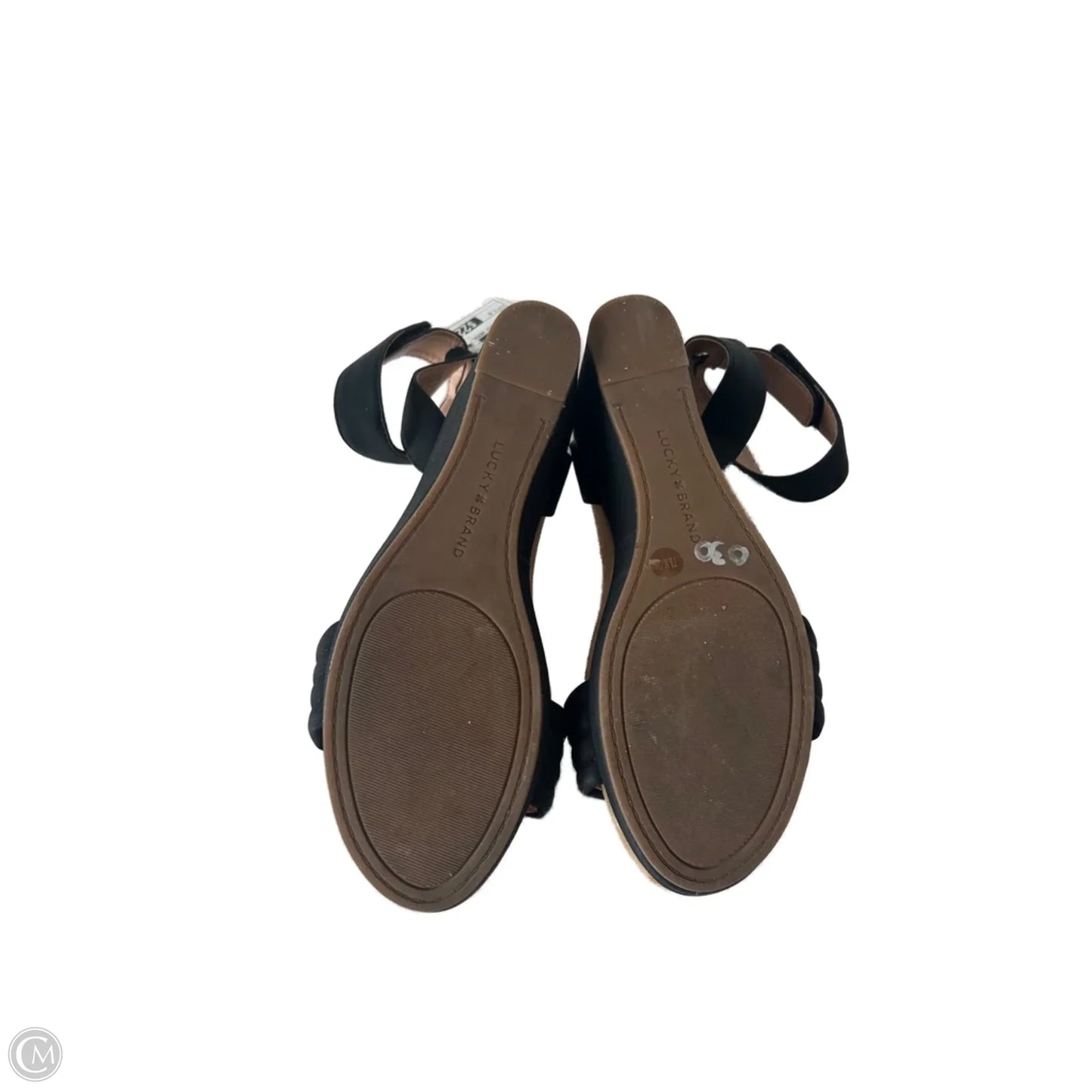 Sandals Heels Wedge By Lucky Brand In Black, Size: 7.5