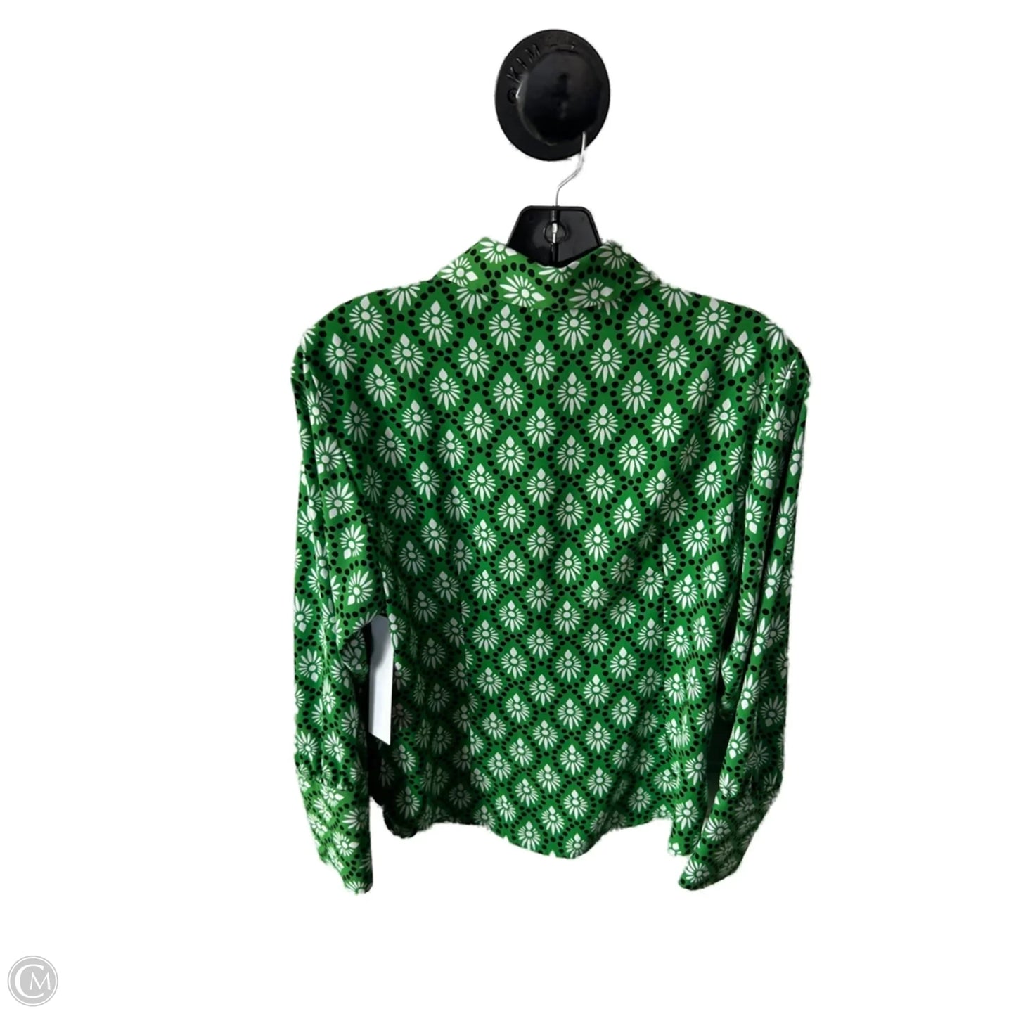 Top Long Sleeve By Zara In Green & White, Size: S