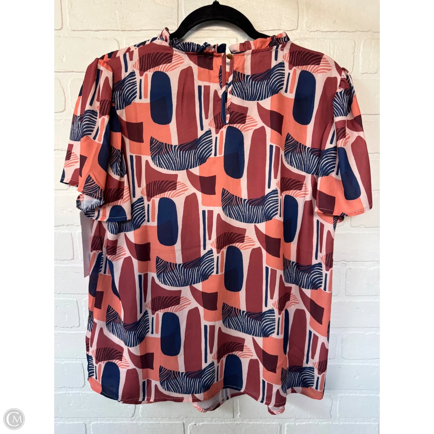 Top Short Sleeve By Cable And Gauge In Blue & Orange, Size: L