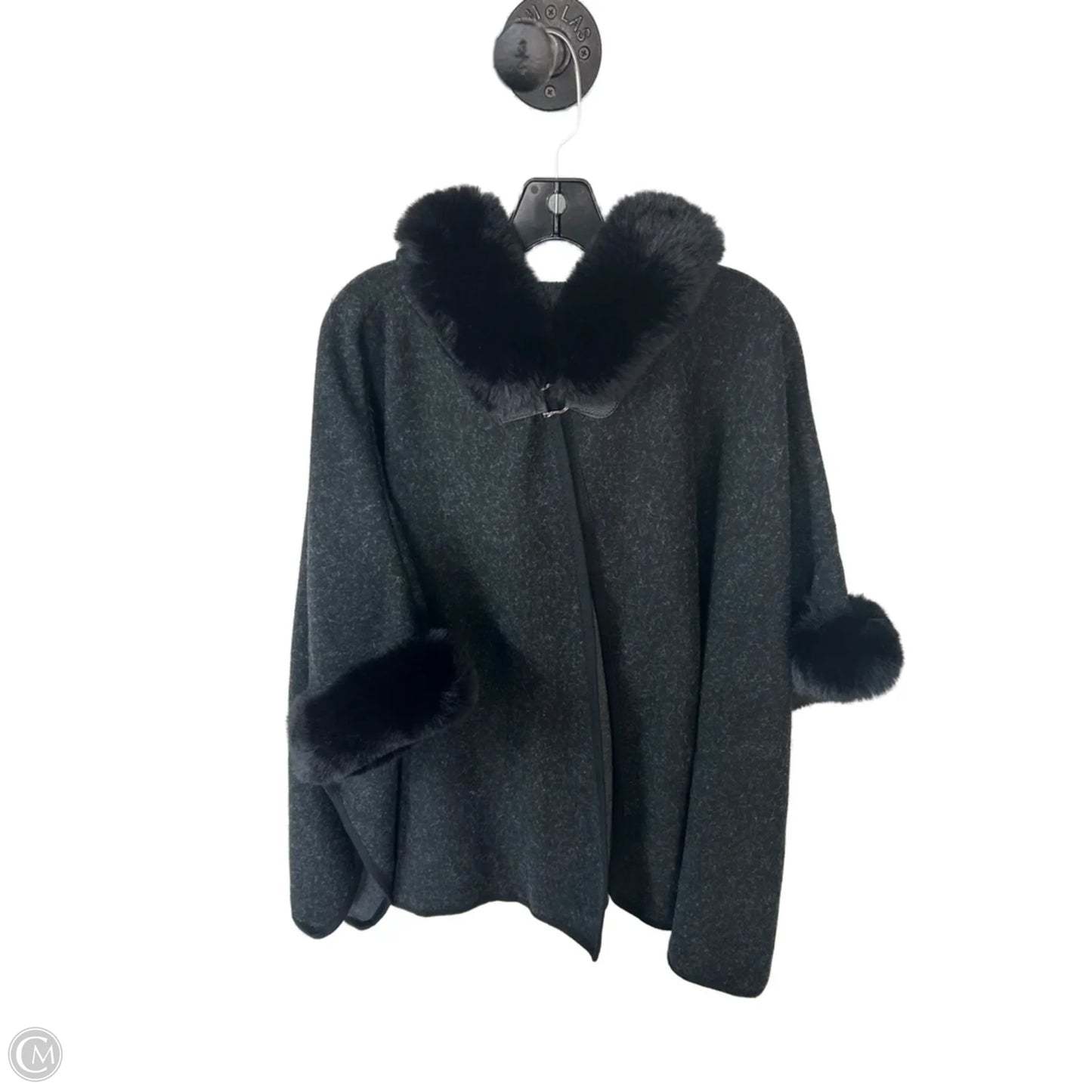 Poncho By Clothes Mentor In Black & Grey, Size: Osfm
