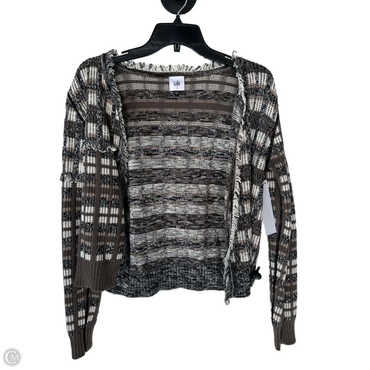 Sweater Cardigan By Cabi In Brown & Cream, Size: S