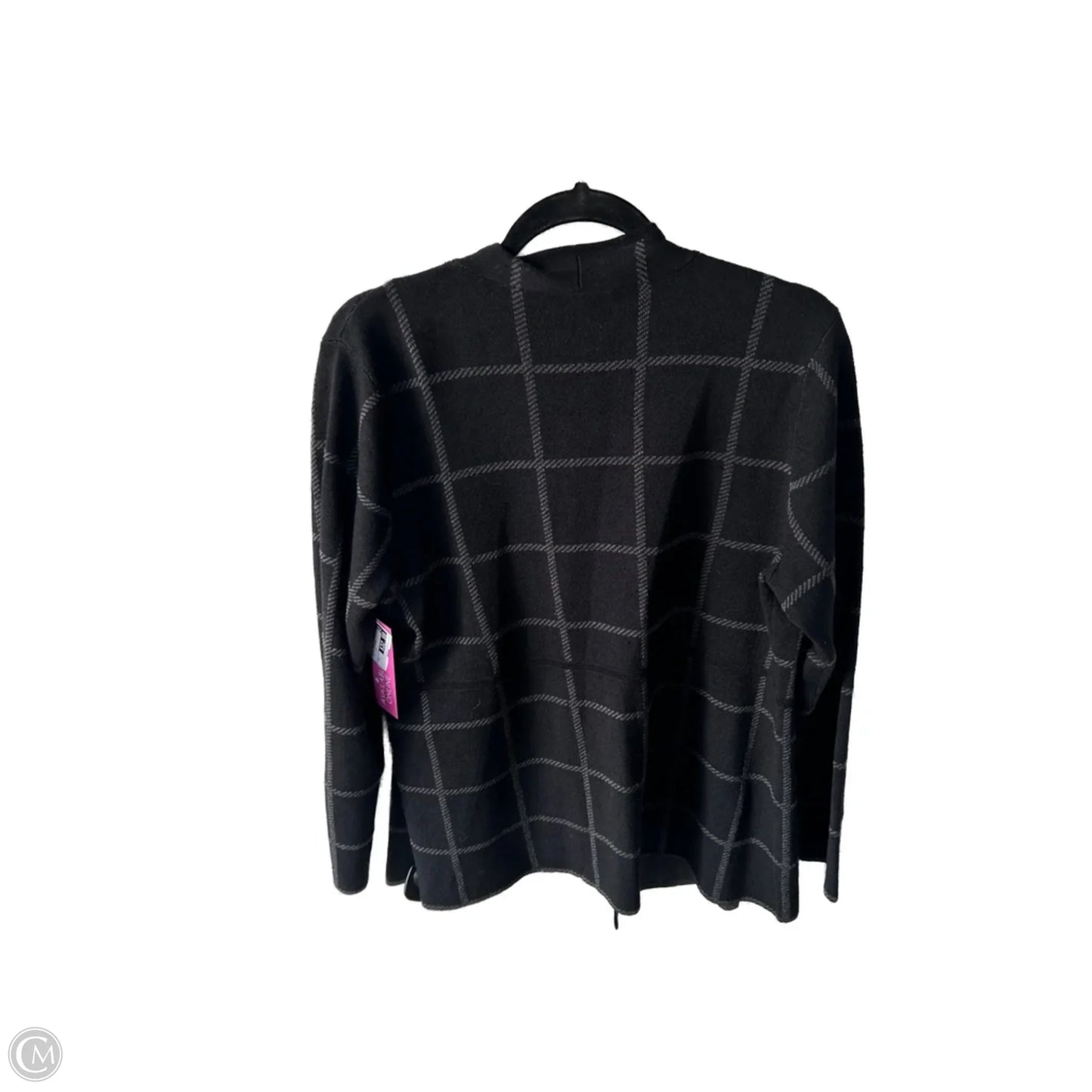 Sweater Cardigan By Eileen Fisher In Black & Grey, Size: M