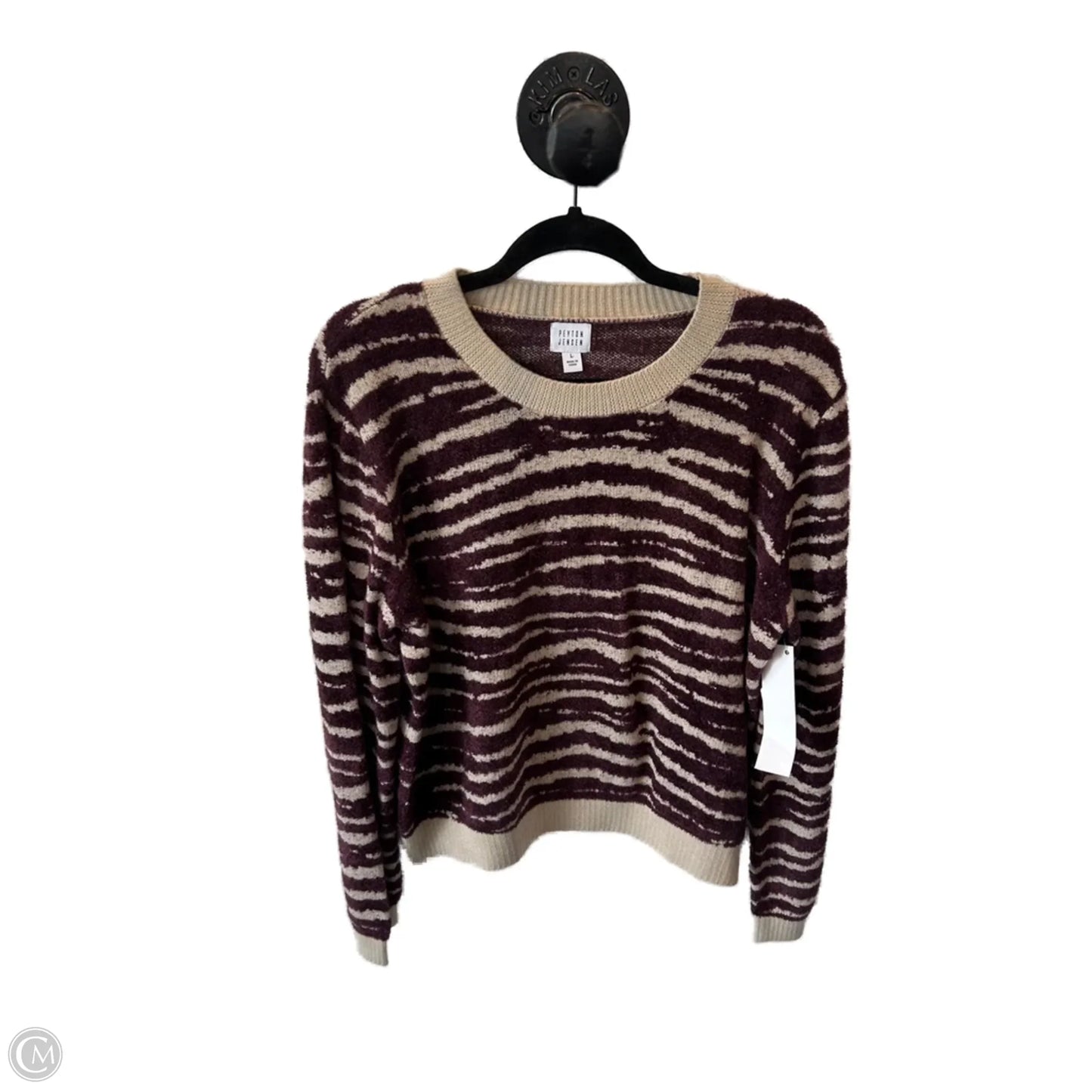 Sweater By Peyton Jensen In Purple & Tan, Size: L