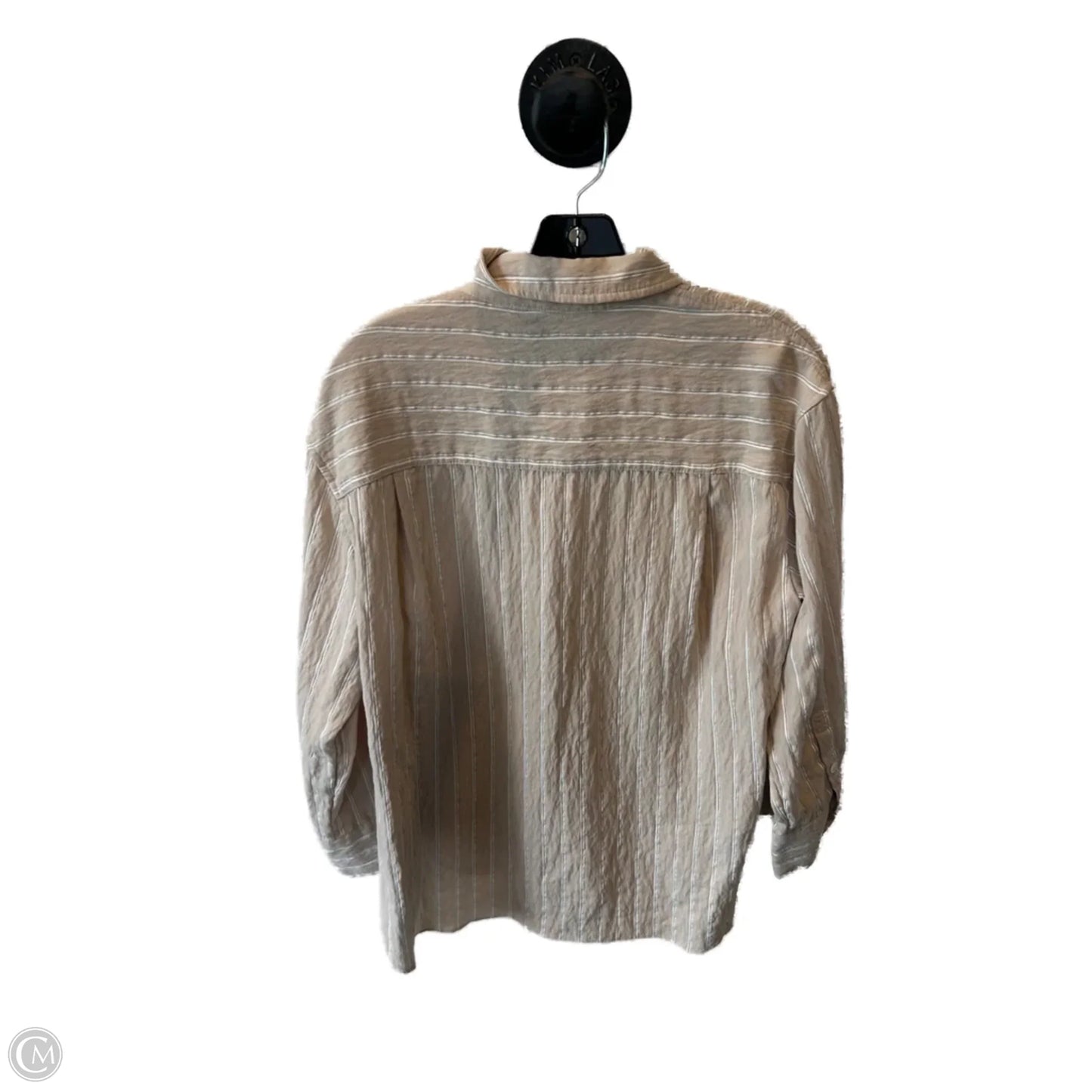 Top Long Sleeve By Zara In Tan & White, Size: S