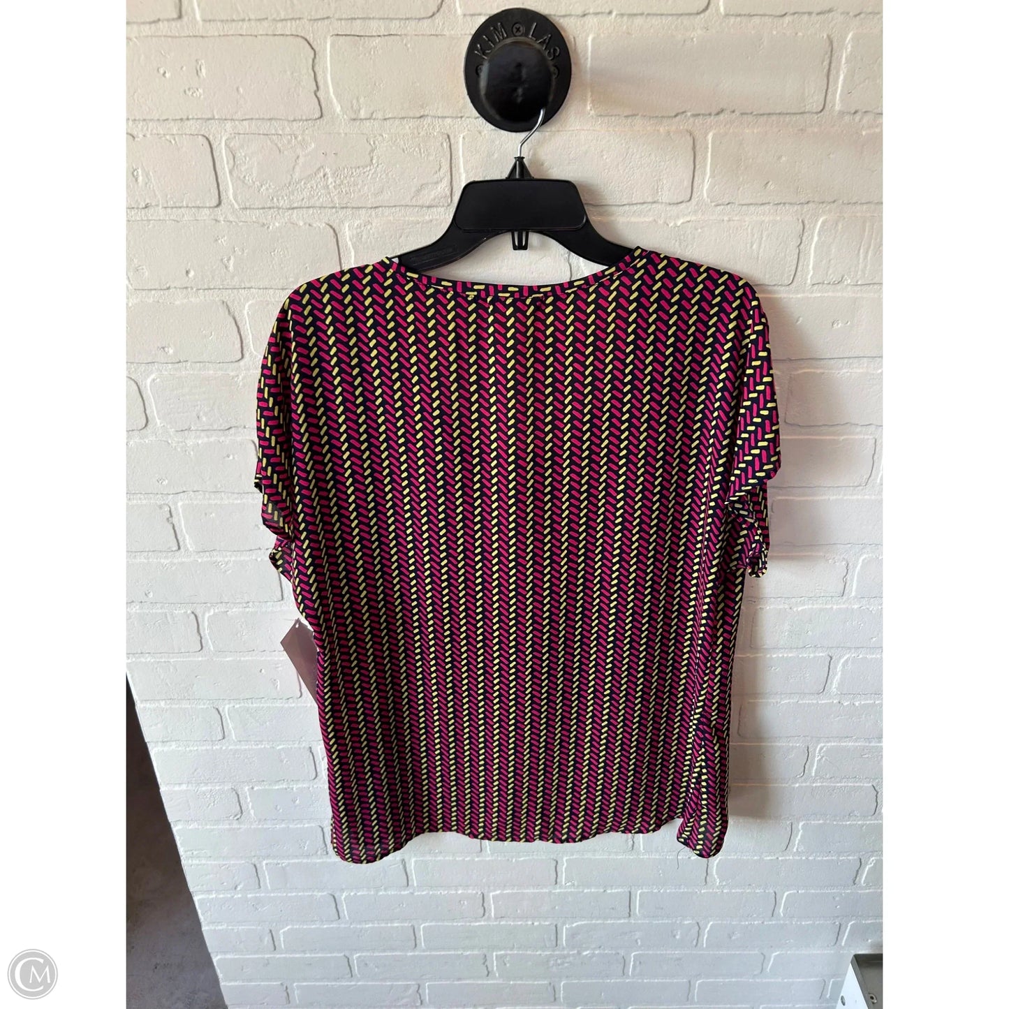 Top Short Sleeve By Pleione In Blue & Pink, Size: L