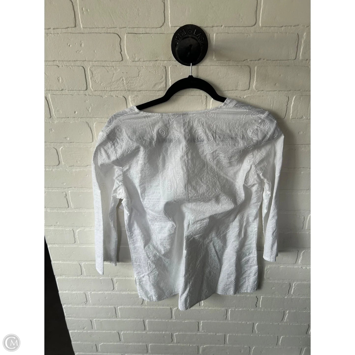 Top 3/4 Sleeve By Chicos In White, Size: S