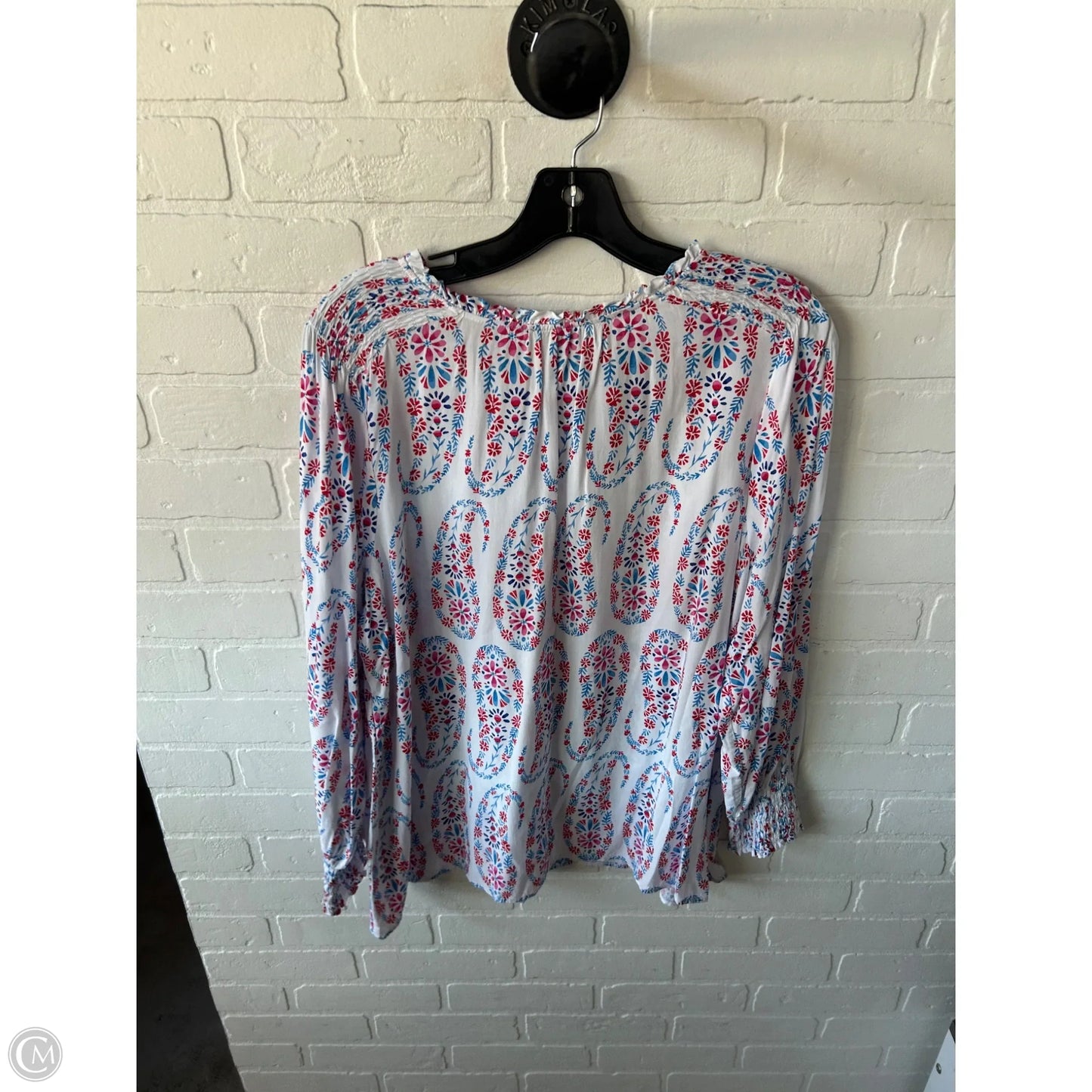 Top Long Sleeve By Talbots In Blue & Yellow, Size: 1x