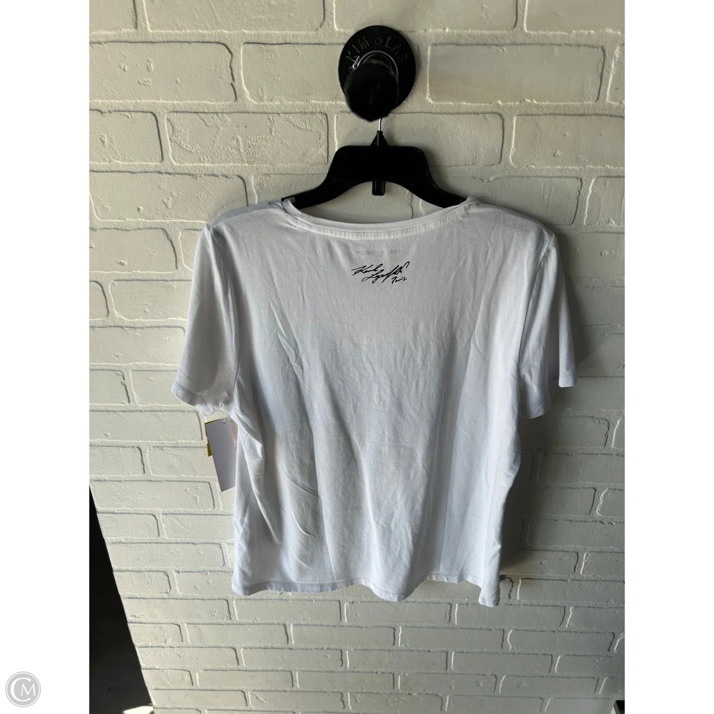 Top Short Sleeve Designer By Karl Lagerfeld In White, Size: L