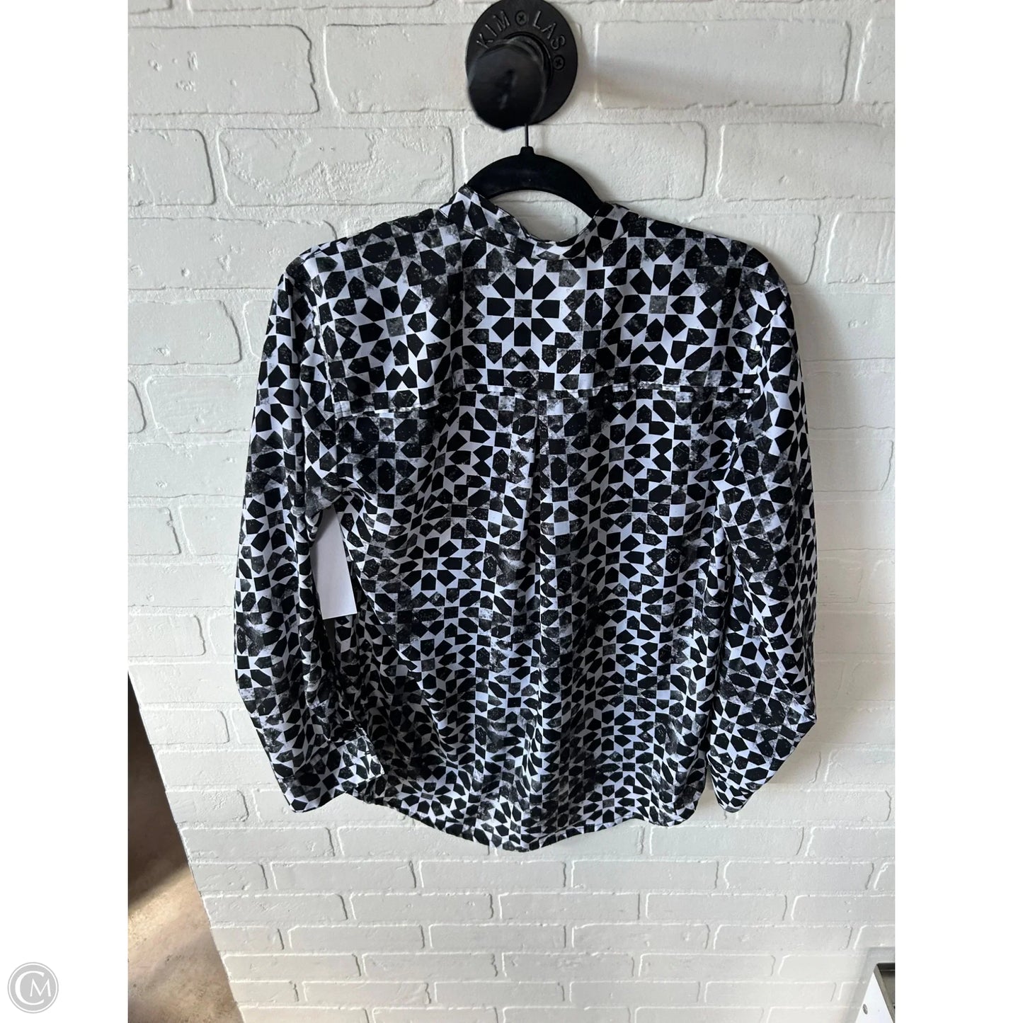 Top Long Sleeve By Michael By Michael Kors In Black & White, Size: S
