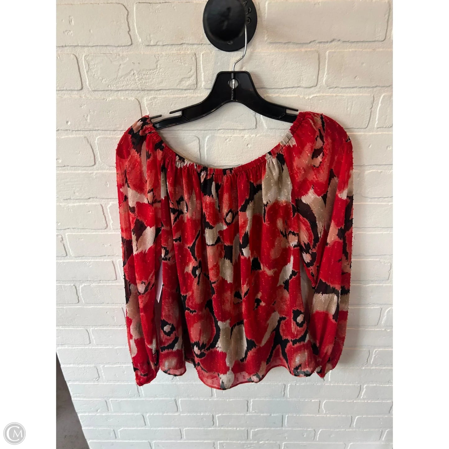 Top Long Sleeve By White House Black Market In Black & Red, Size: S