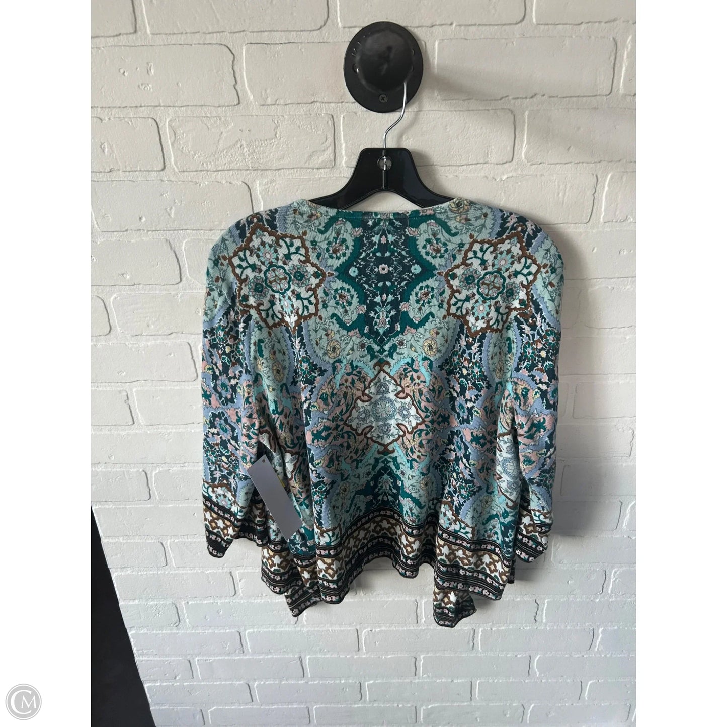 Sweater Cardigan By Chicos In Blue & Brown, Size: Xl