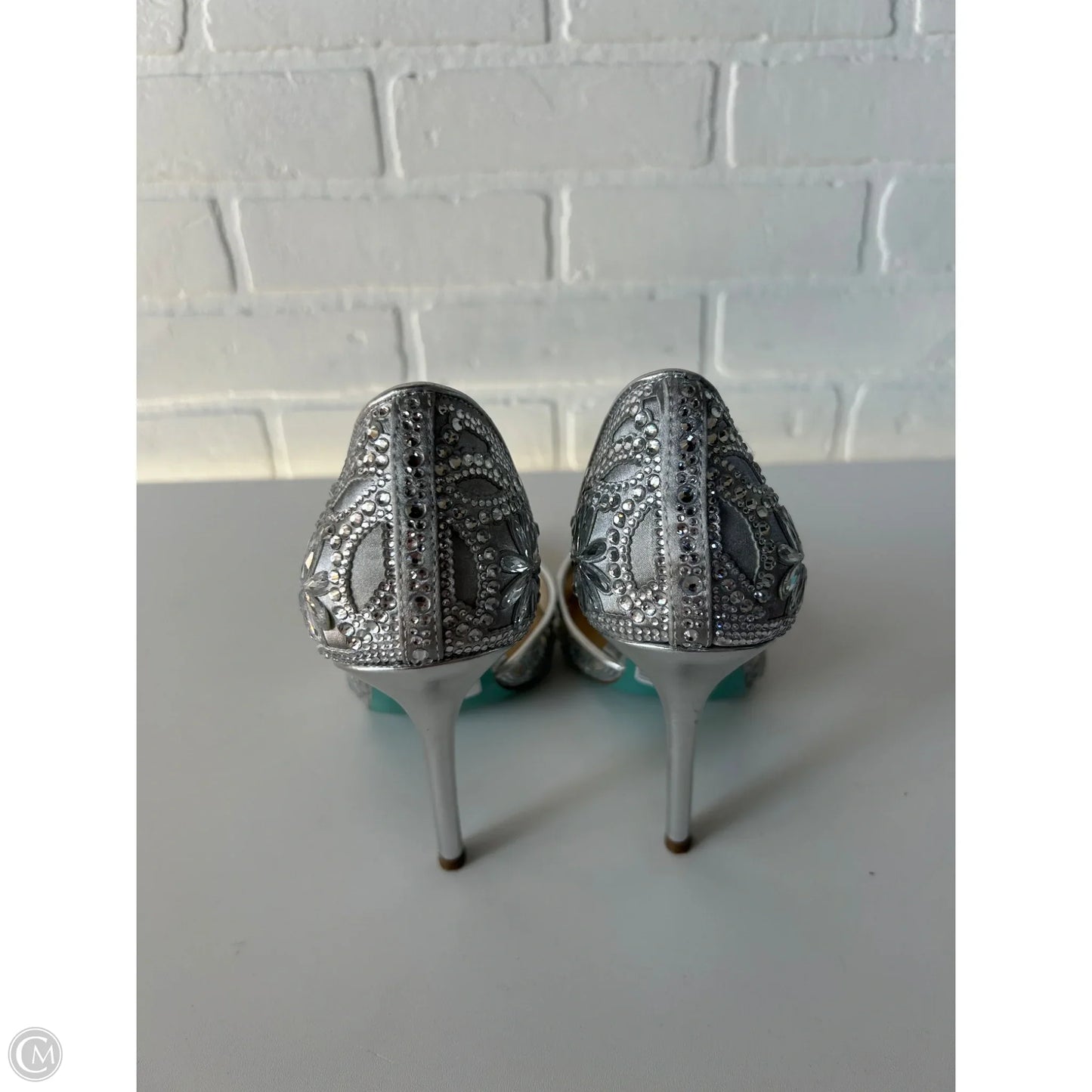 Shoes Heels Stiletto By Betsey Johnson In Silver, Size: 9