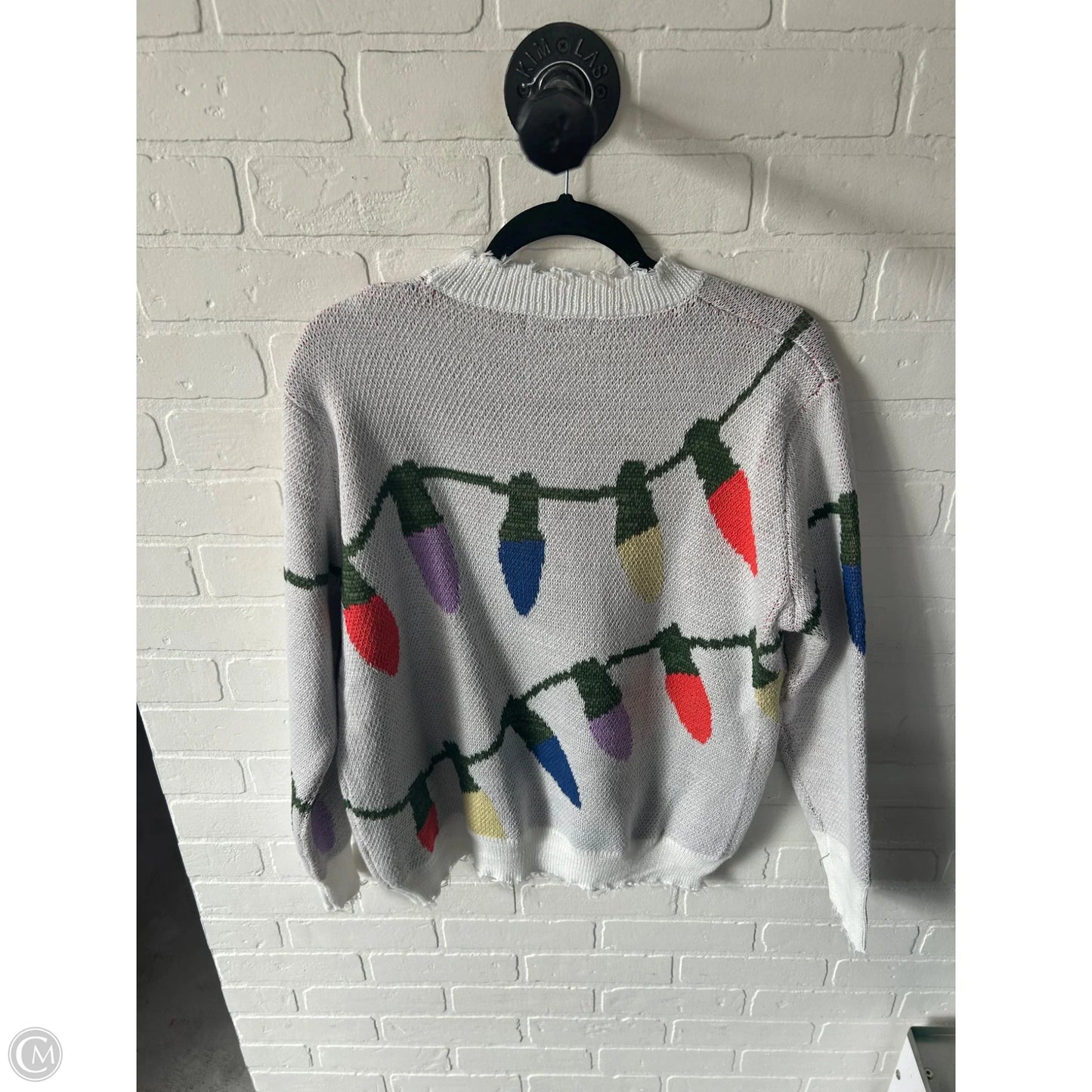 Sweater By Miss Sparkling In Green & White, Size: L