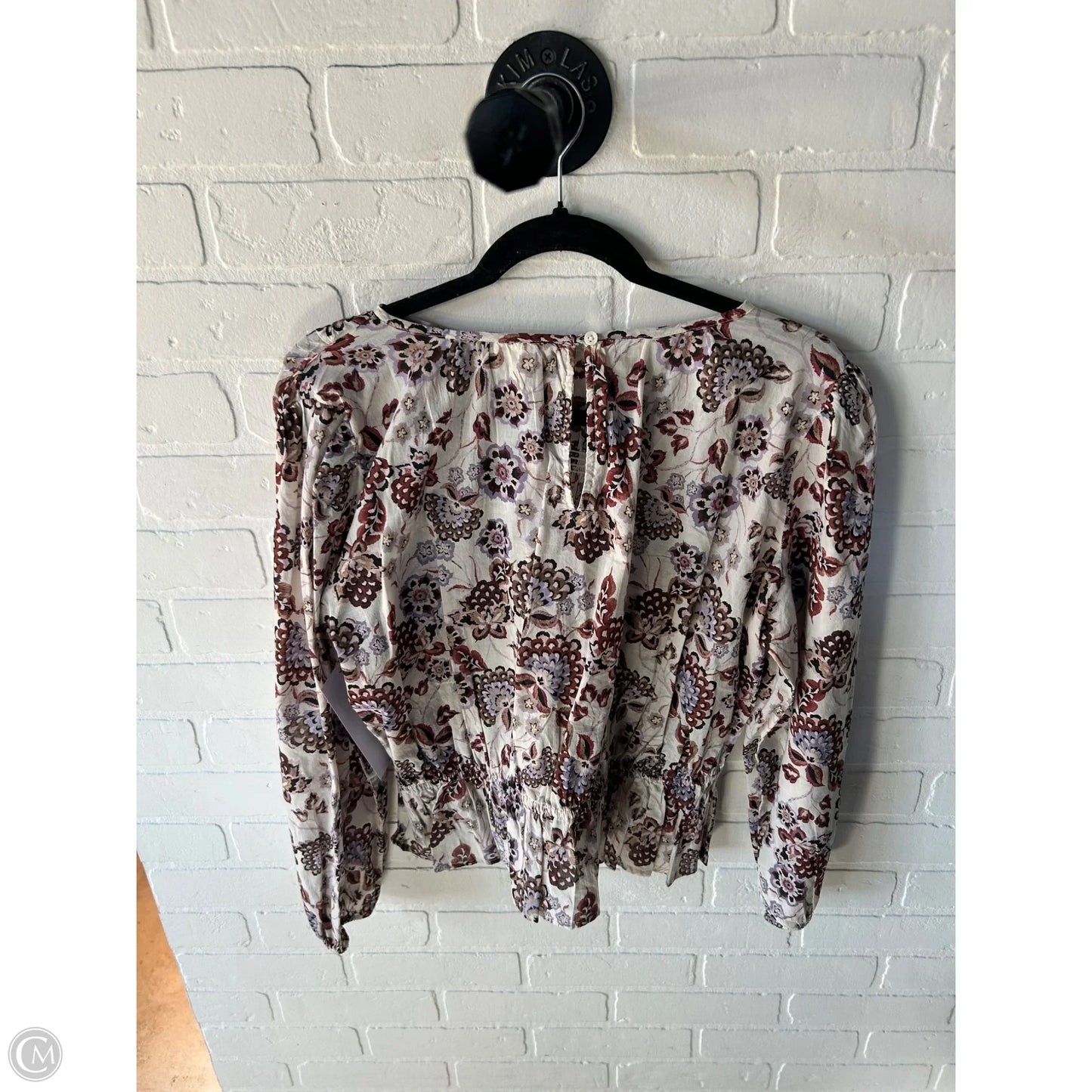 Top Long Sleeve By Ana In Brown & Cream, Size: M