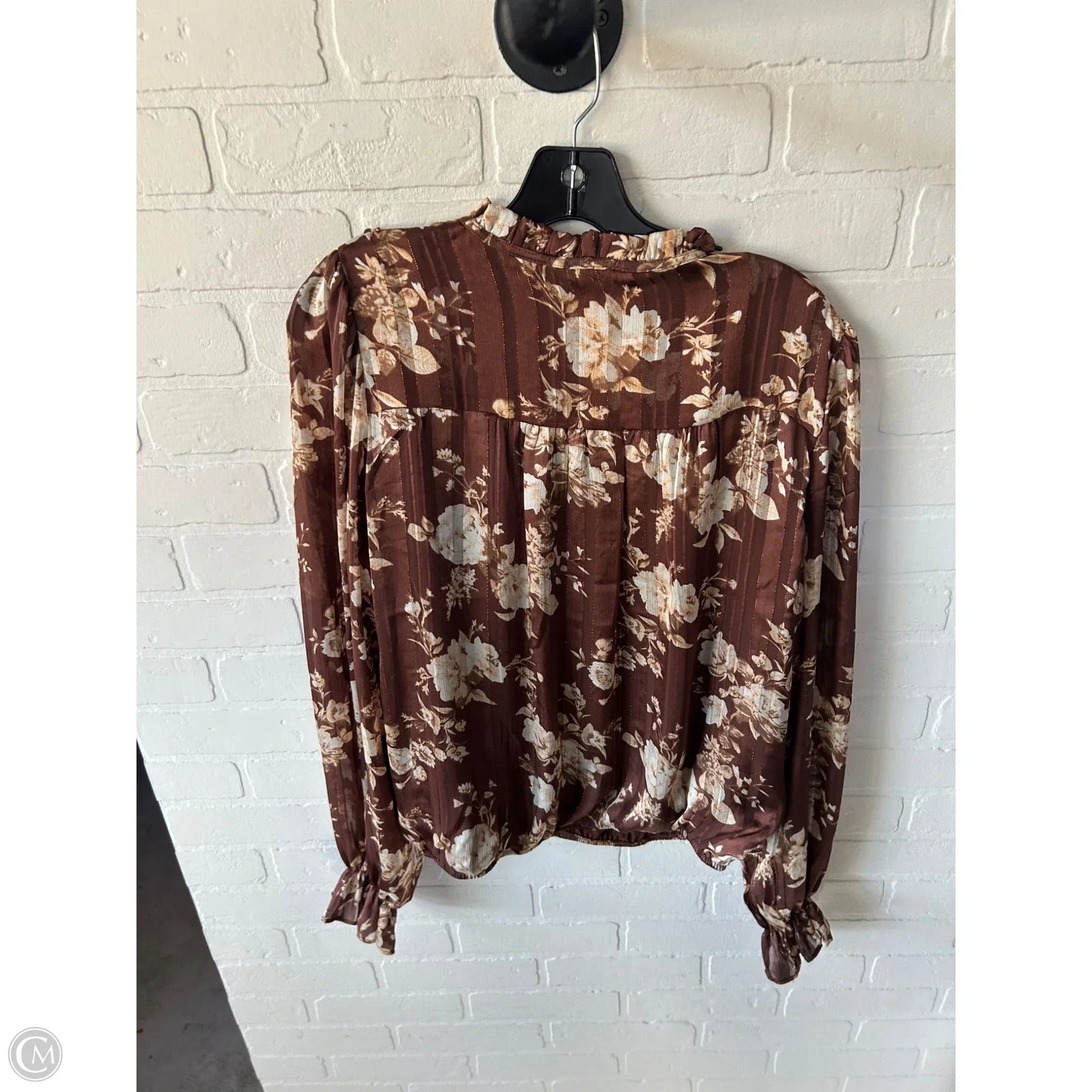 Top Long Sleeve By Clothes Mentor In Brown & Cream, Size: L