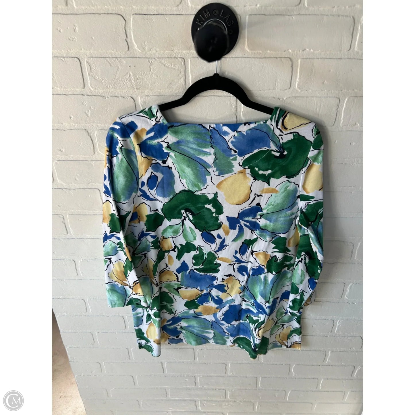 Top Long Sleeve By Chicos In Blue & White, Size: L