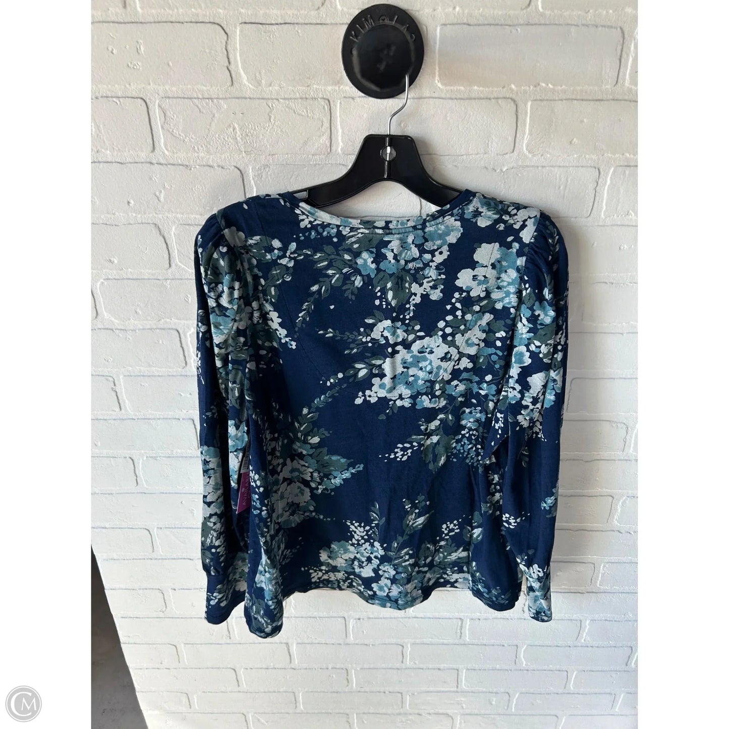 Top Long Sleeve By Chicos In Blue & Grey, Size: L